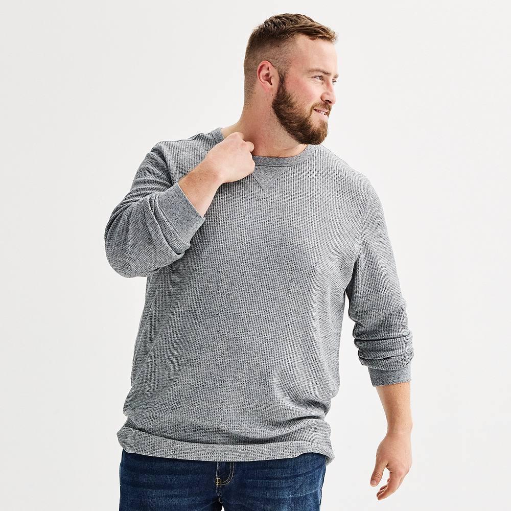 Big & Tall Sonoma Goods For Life® Essential Thermal Long Sleeve Tee, Men's, Size: Medium Tall, Light Grey Grey Product Image