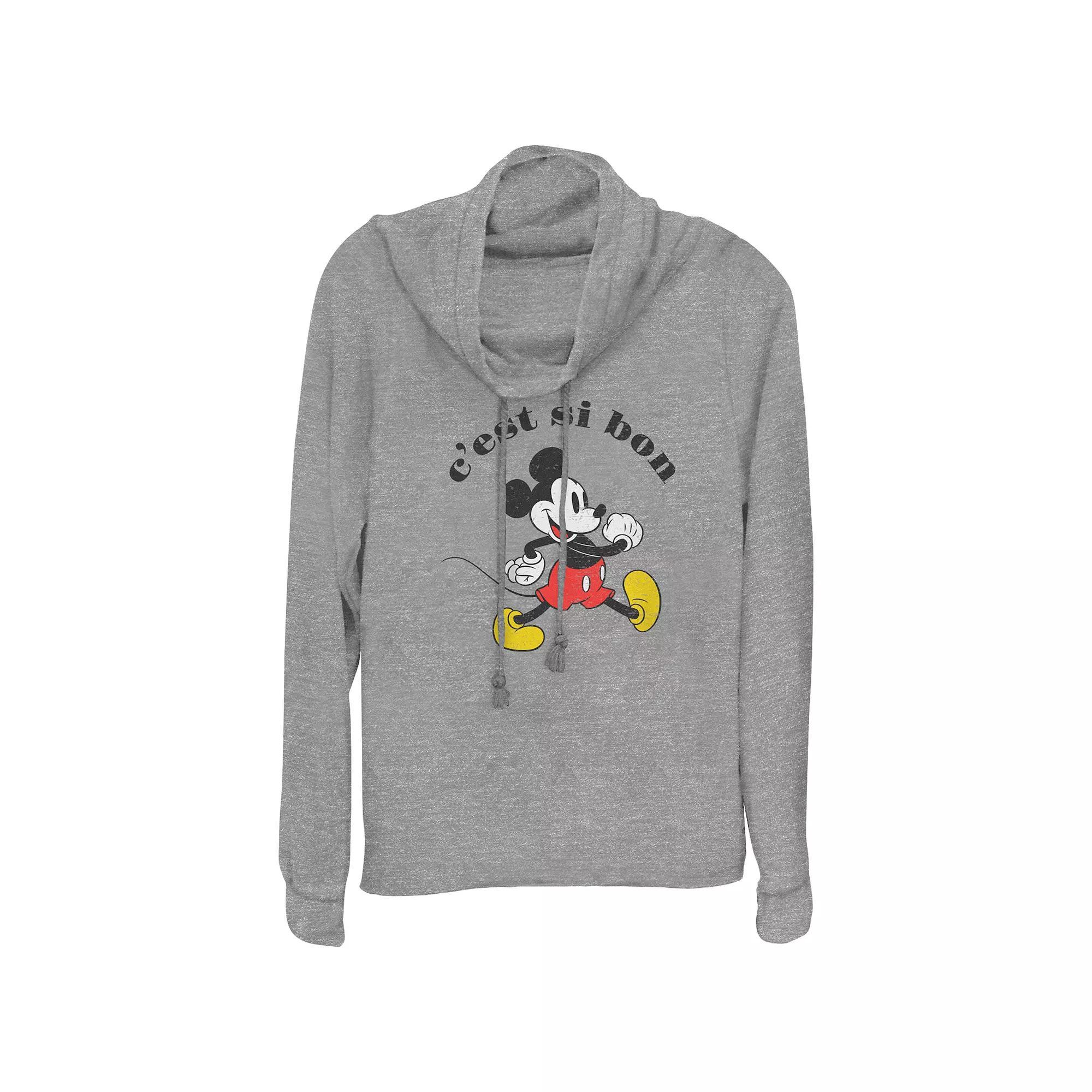 Disney's Mickey Mouse C'est Si Bon Plus Size Cowlneck Graphic Lightweight Long Sleeve, Women's, Size: 3XL, Gray Grey Product Image