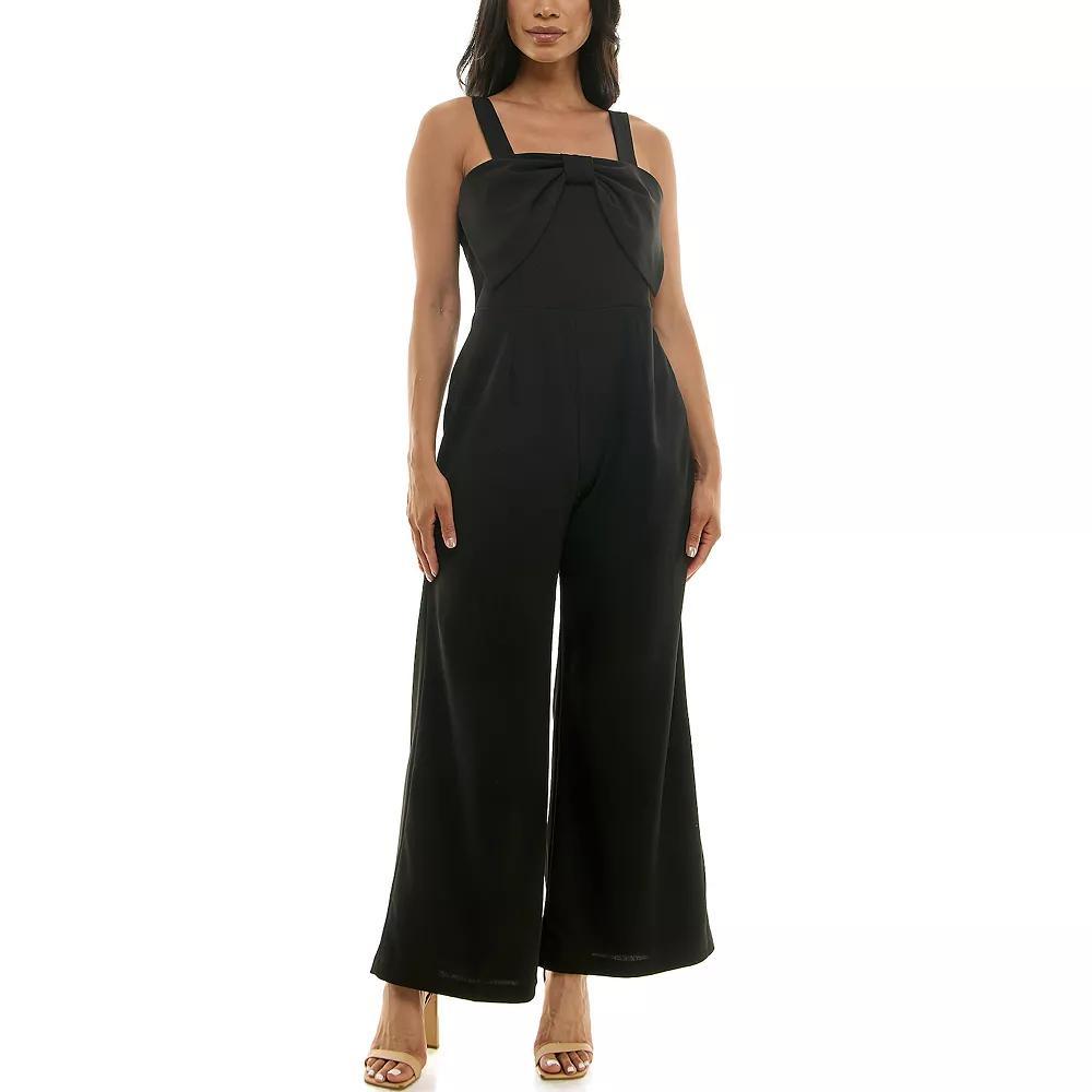Women's Nina Leonard Large Bow Jumpsuit, Size: Small, Black Product Image