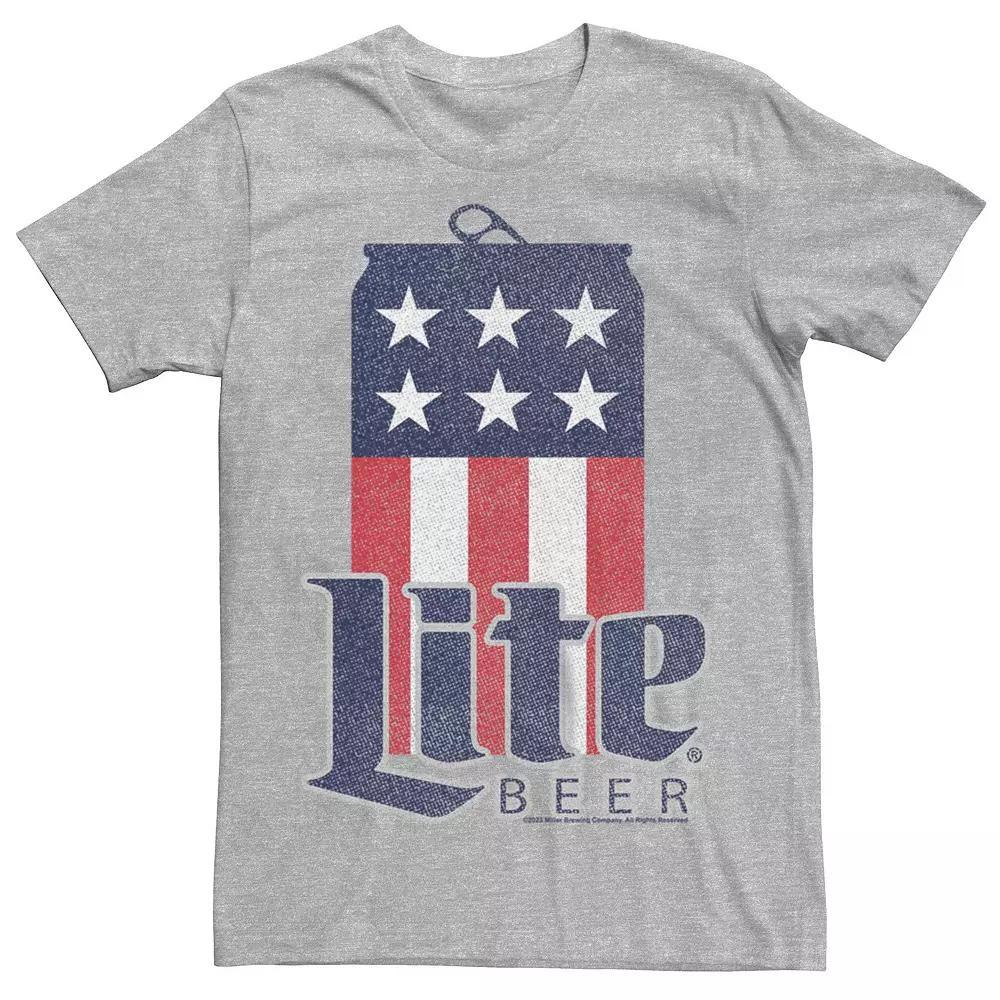 Men's Lite Beer USA Flag Can Graphic Tee, Size: XS, Athletic Grey Product Image