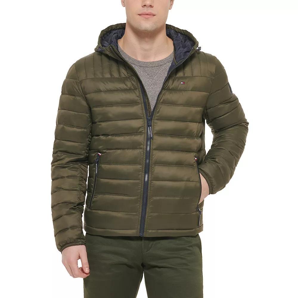 Men's Tommy Hilfiger Hooded Puffer Jacket, Size: XXL, Green Product Image