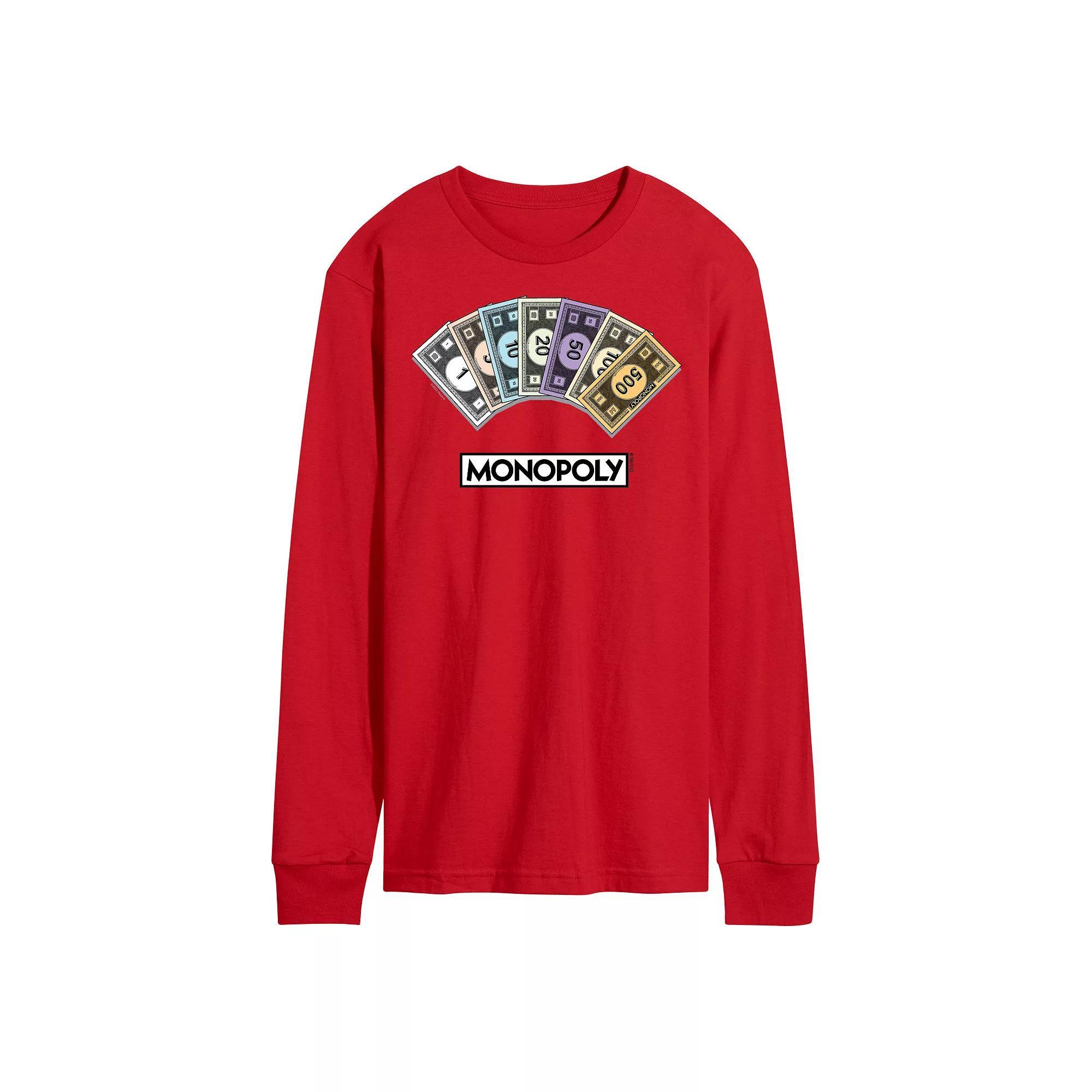 Mens Monopoly Money Stack Long Sleeve Graphic Tee Product Image