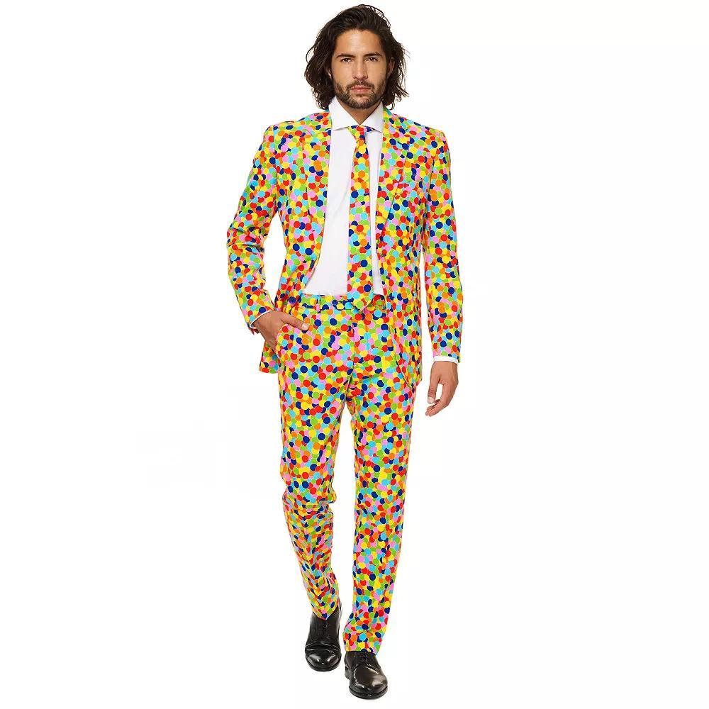 Men's OppoSuits Slim-Fit Novelty Pattern Suit & Tie Set, Size: 44 - Regular, Dot Print Product Image