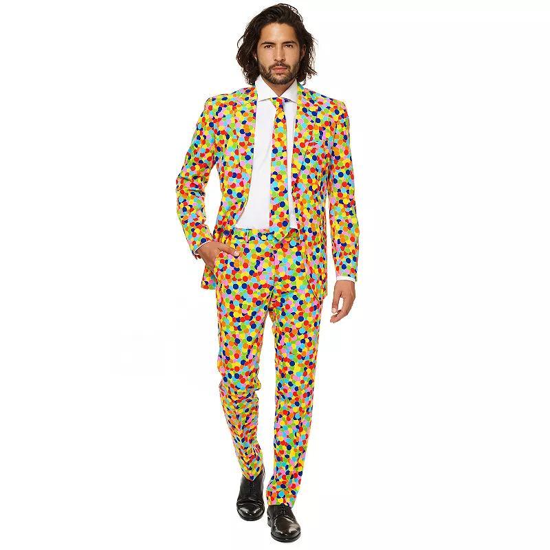 Men's OppoSuits Slim-Fit Novelty Pattern Suit & Tie Set, Size: 44 - Regular, Dot Print Product Image