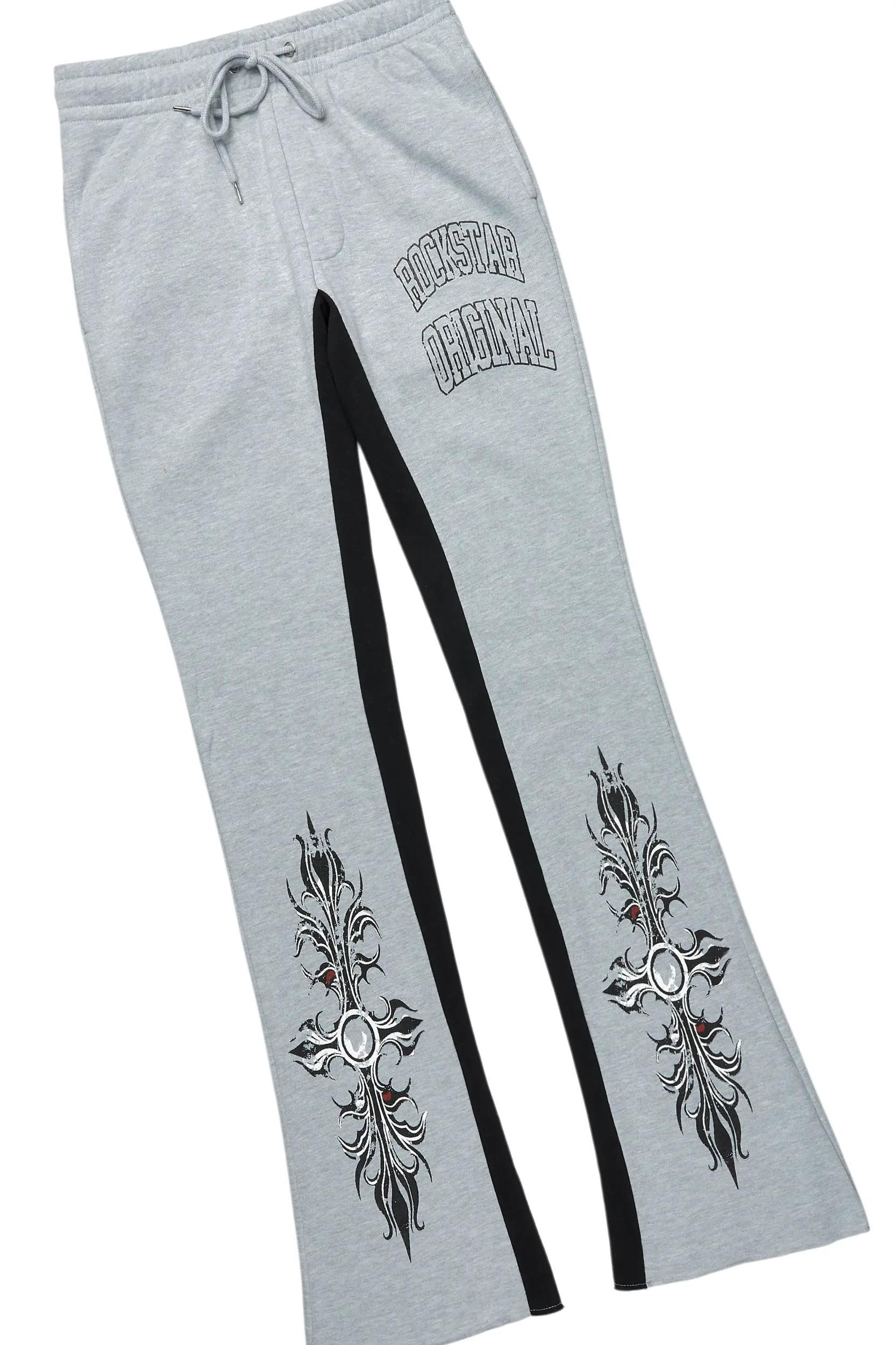 Akio Heather Grey Hoodie/Baggy Track Pant Set Male Product Image