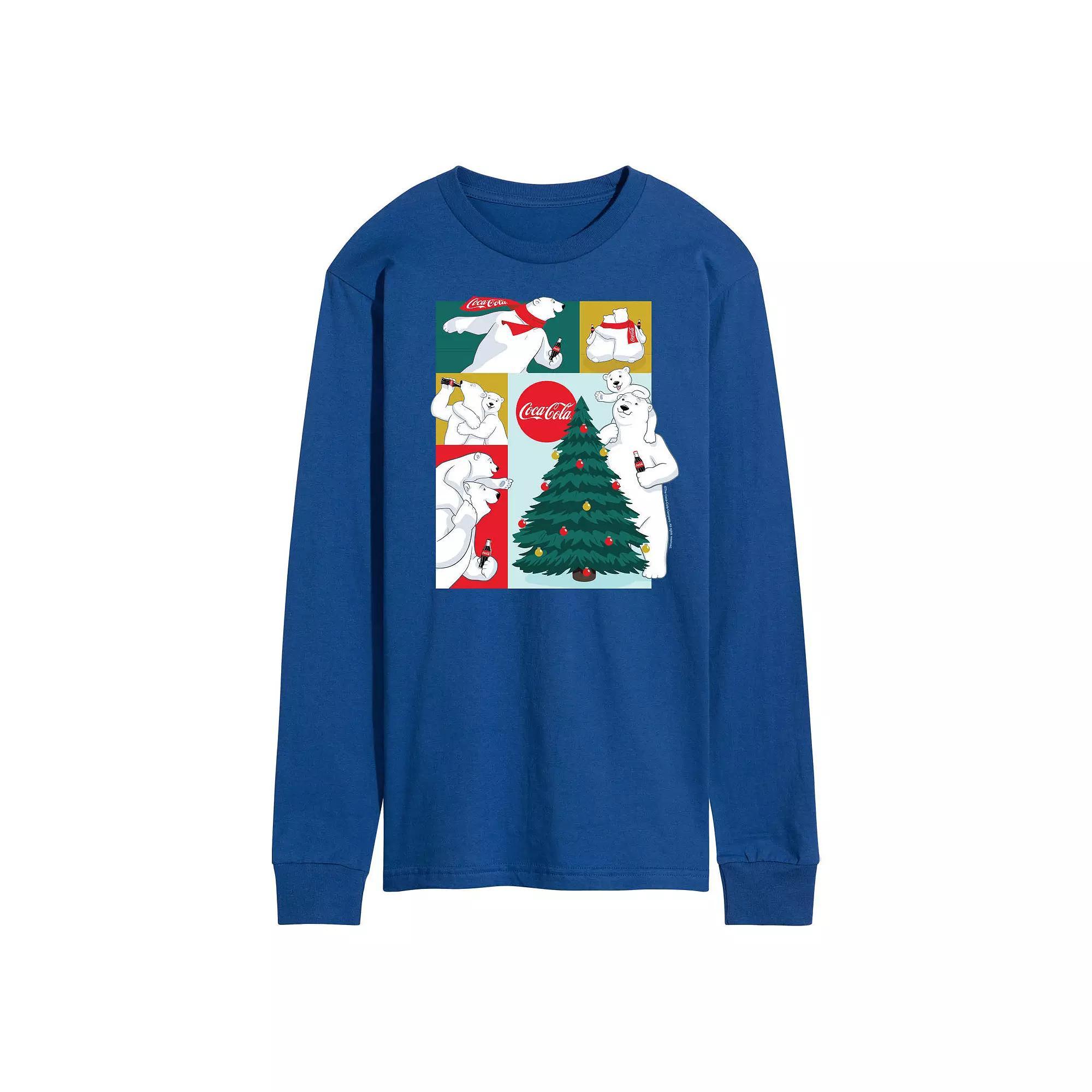 Mens CocaCola Bears Long Sleeve Graphic Tee Blue Product Image