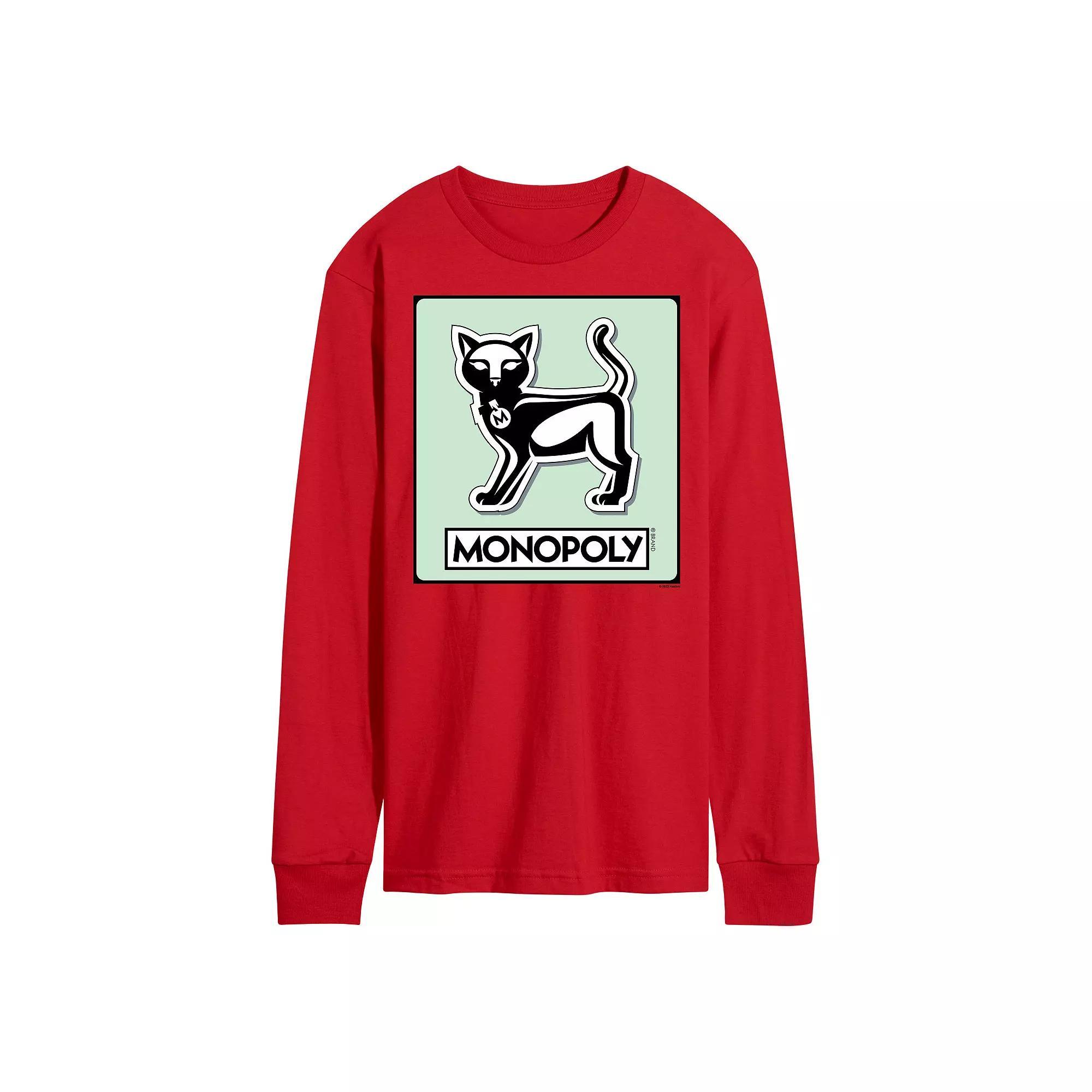 Mens Monopoly Cat Game Token Long Sleeve Graphic Tee Product Image