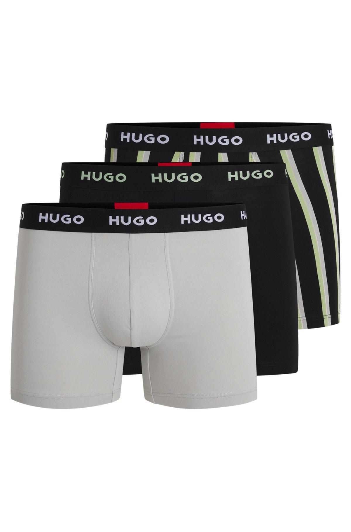 Three-pack of stretch-cotton boxer briefs with logos Product Image