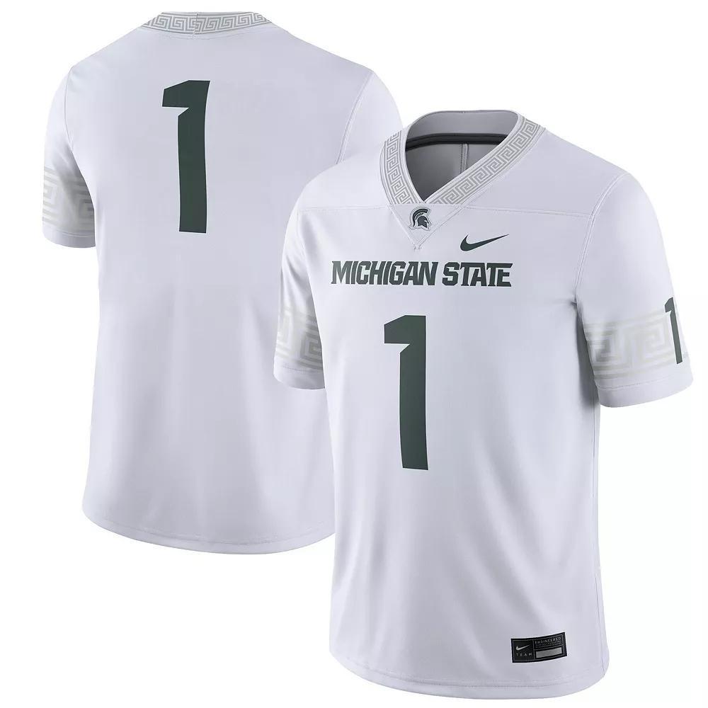 Men's Nike #1 White Michigan State Spartans Football Game Jersey, Size: 3XL Product Image