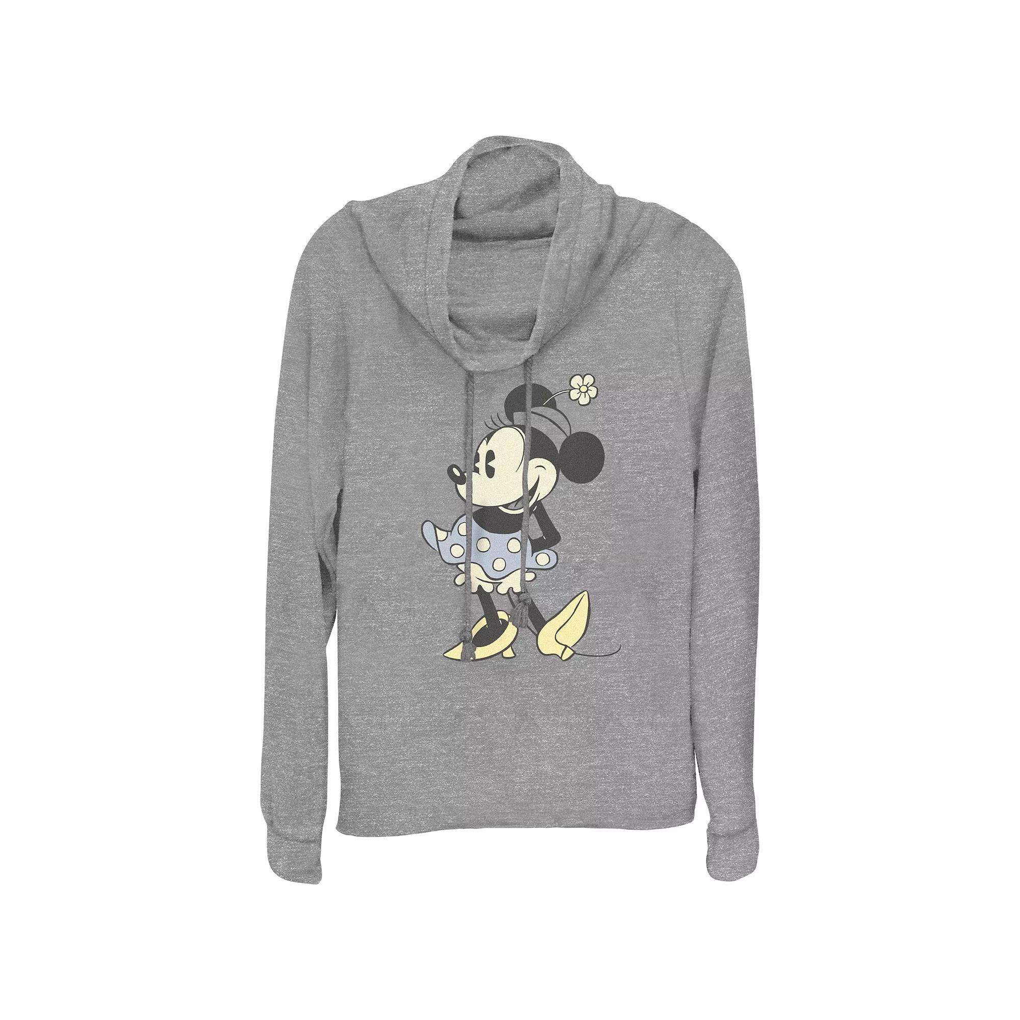 Disney's Minnie Mouse Classic Outfit Women's Cowlneck Graphic Lightweight Long Sleeve, Size: Small, Gray Grey Product Image