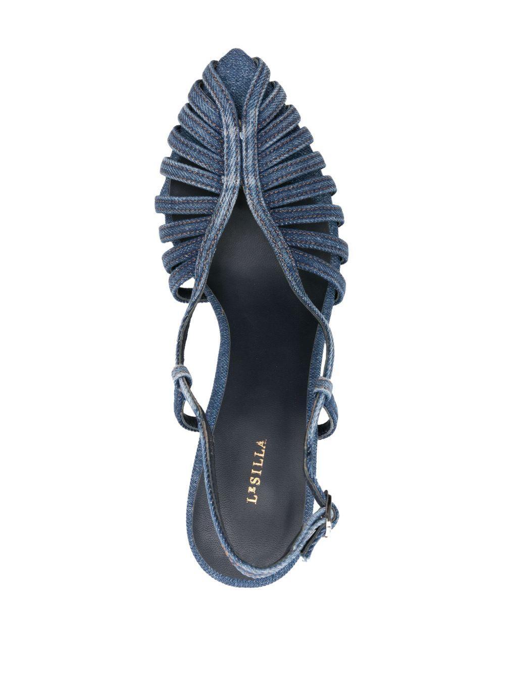 Cage 110mm denim slingback pumps Product Image