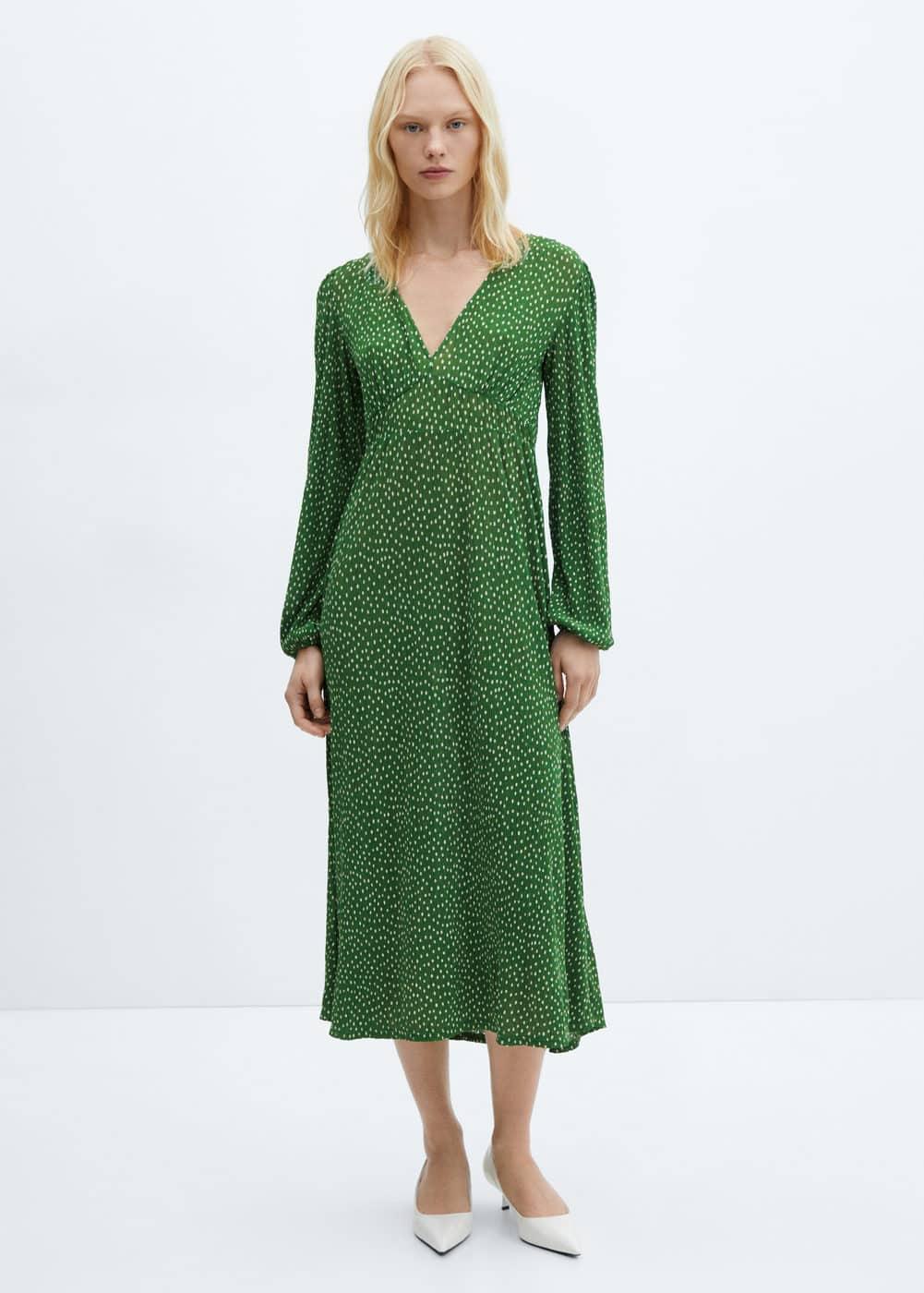 Mango Womens Polka-Dot Midi Dress Product Image
