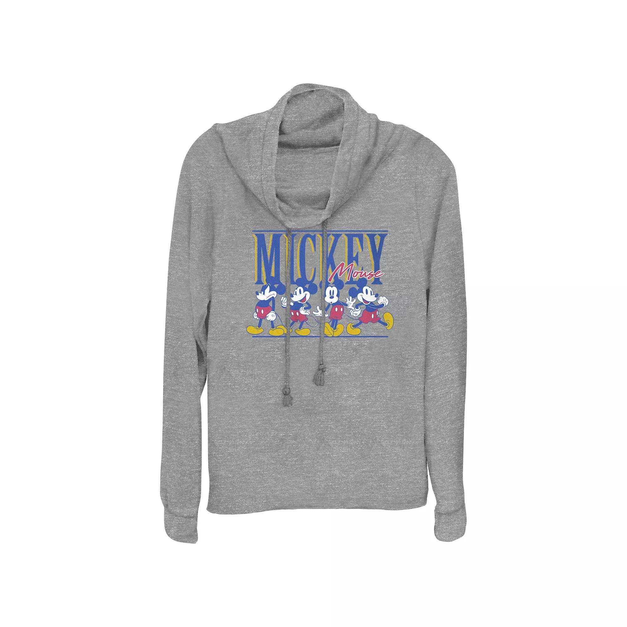 Disney's Mickey Mouse Funny Poses Women's Cowlneck Graphic Lightweight Long Sleeve, Size: Small, Gray Grey Product Image