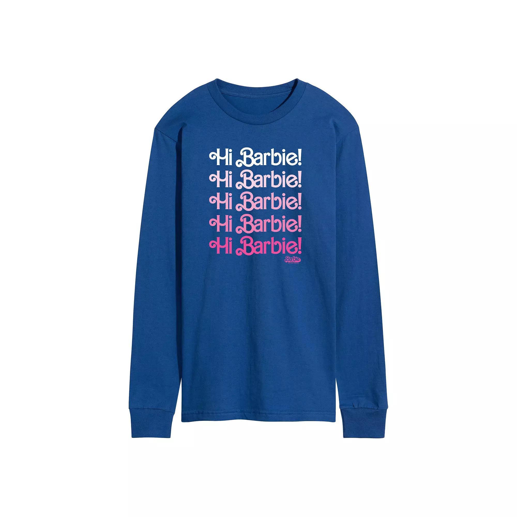 Mens Barbie The Movie Hi Barbie Long Sleeve Graphic Tee Blue Product Image