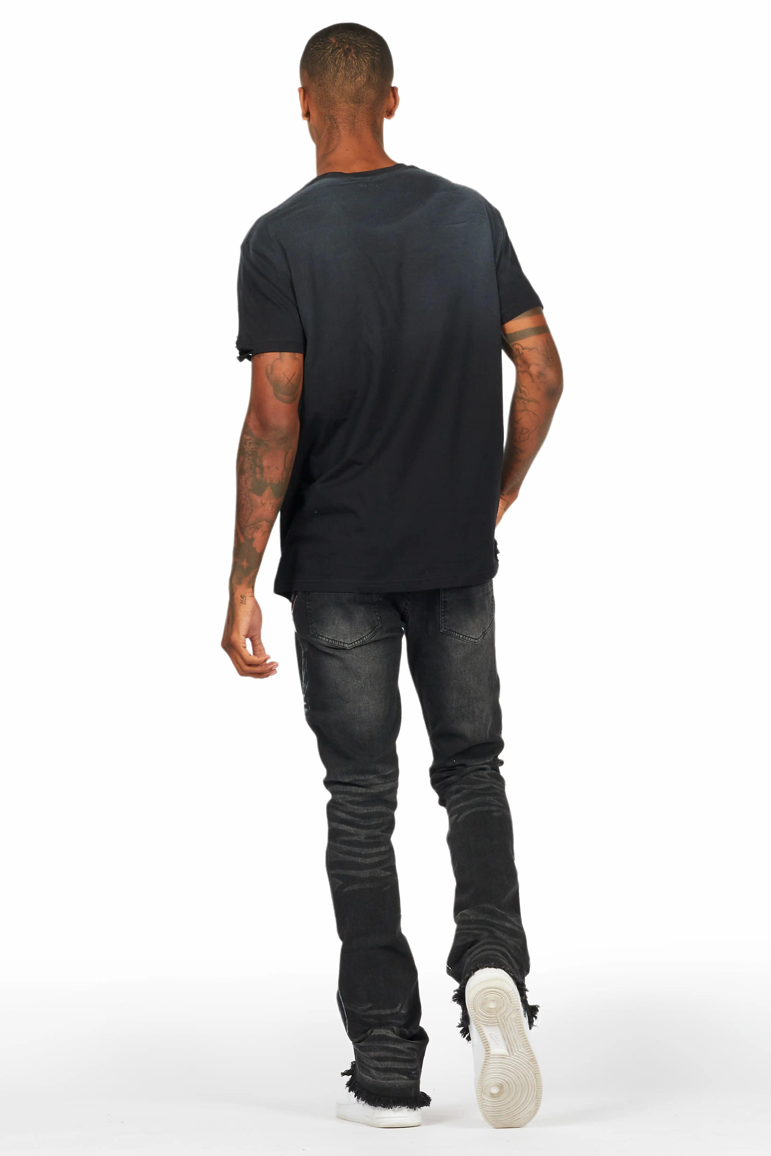 Mana Black Painter Stacked Flare Jean Male Product Image