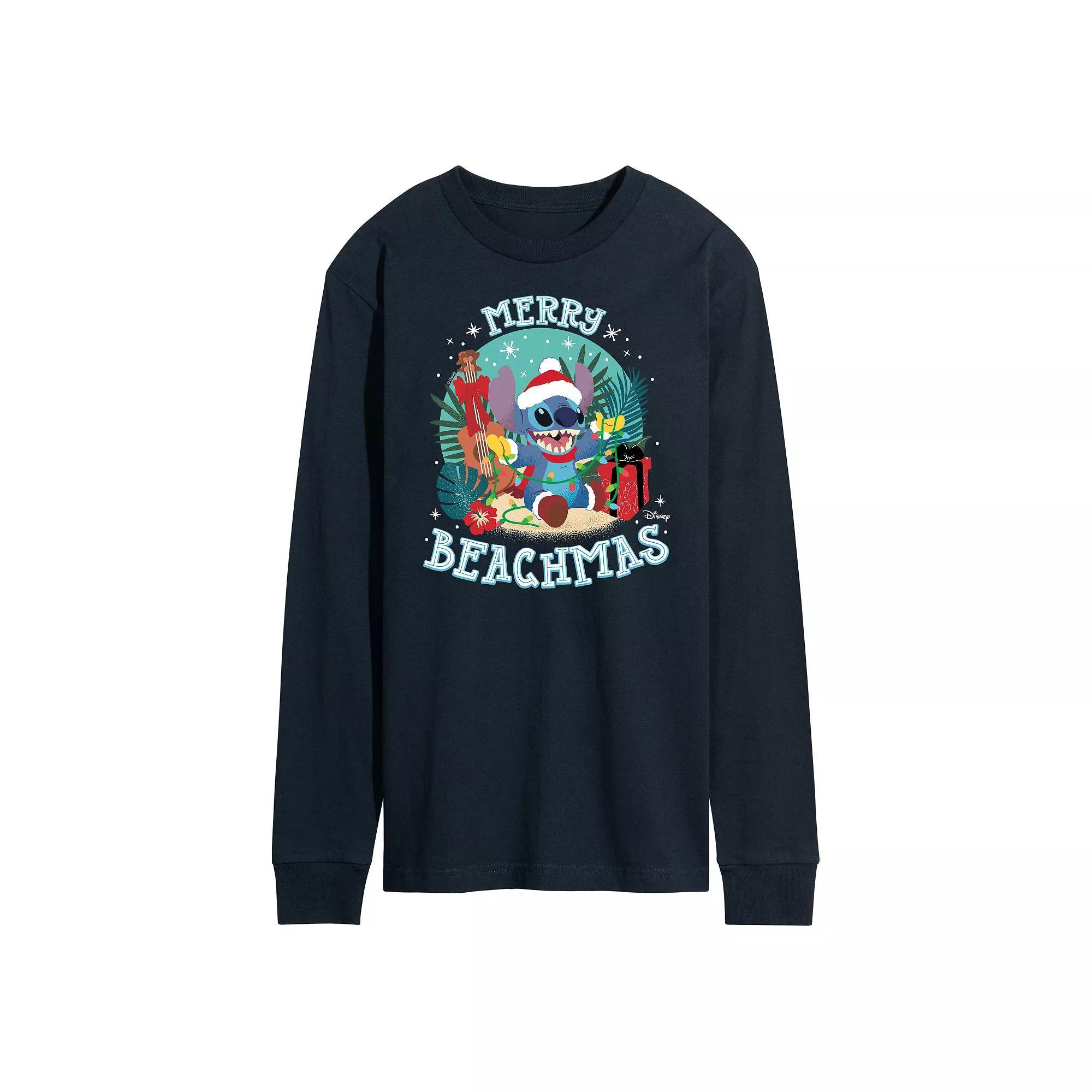 Disneys Lilo & Stitch Merry Beachmas Tee, Mens Blue Product Image