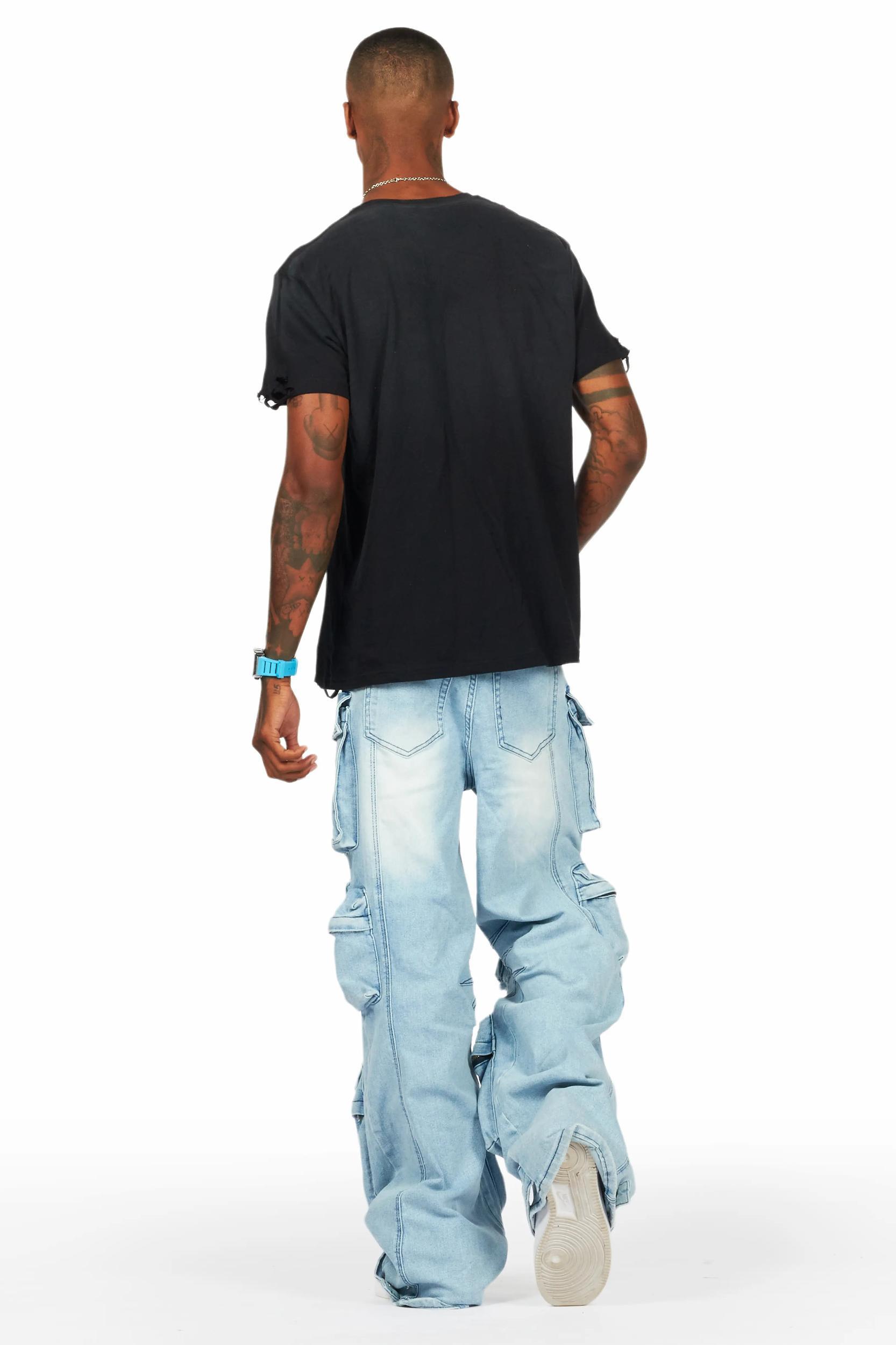 Mahesh Blue Baggy Cargo Jean Male Product Image