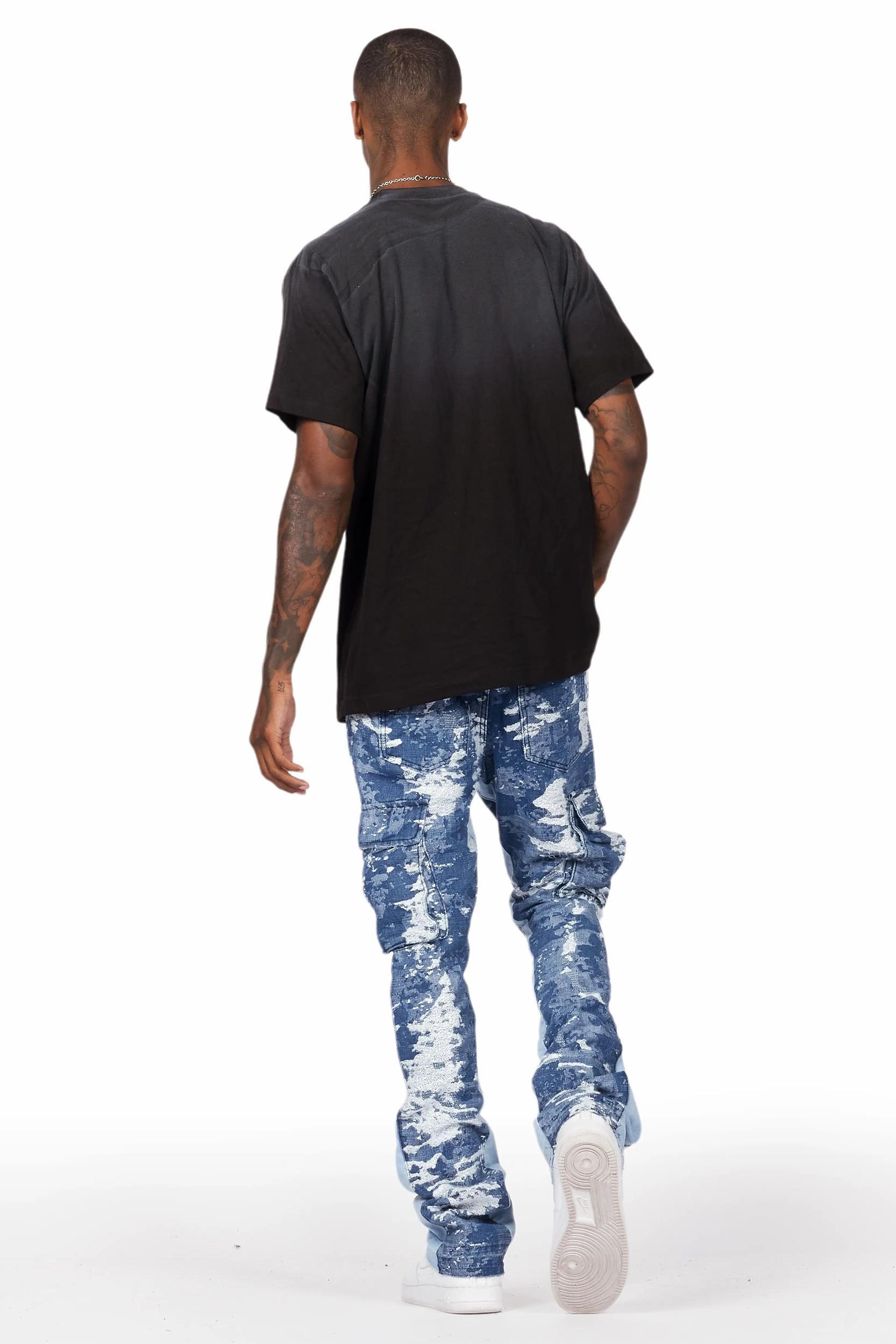 Bower Dark Blue Stacked Flare Jean Male Product Image