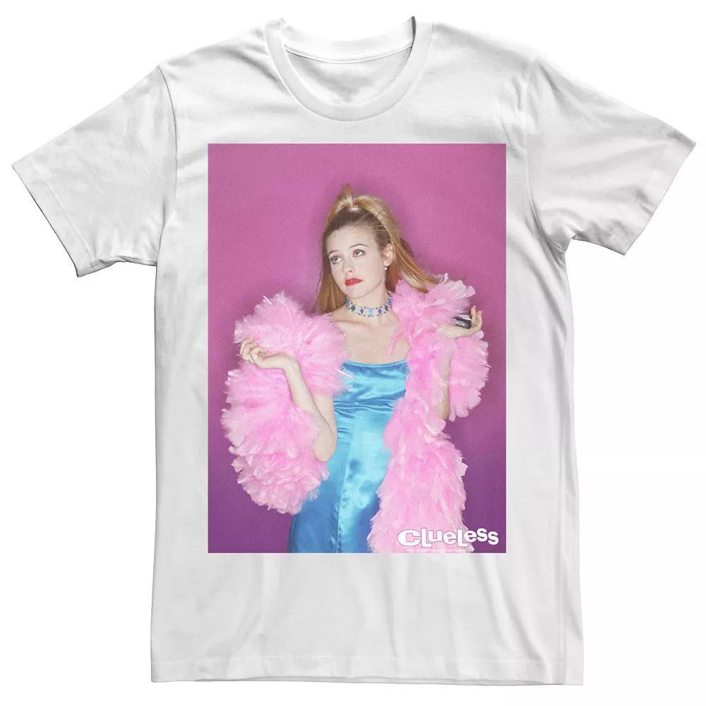 Men's Clueless Cher & Her Feather Boa Photo Shoot Tee, Size: Large, White Product Image