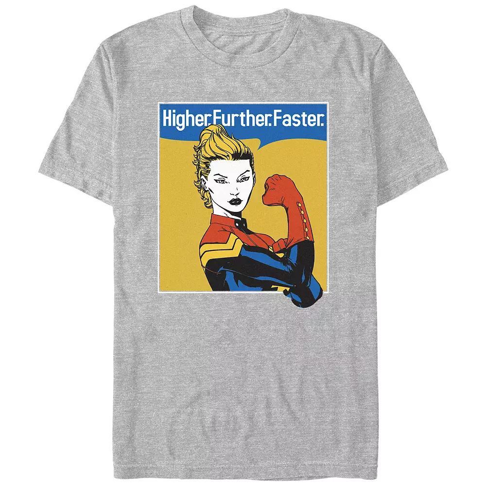 Juniors' Captain Marvel Higher Further Faster Boyfriend Graphic Tee, Women's, Size: XS, Athletic Grey Product Image