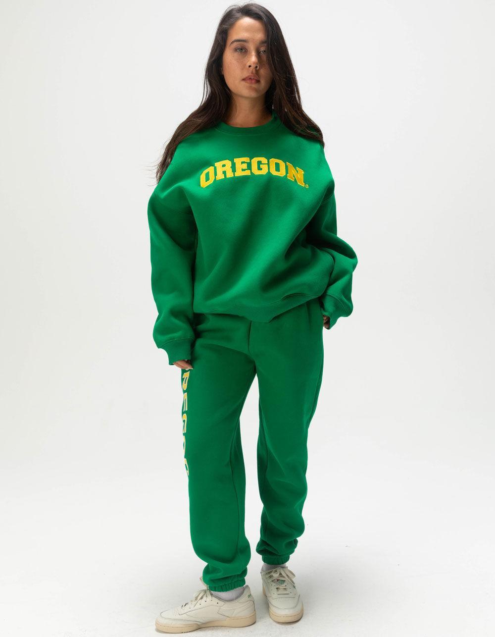 HYPE AND VICE University of Oregon Womens Crewneck Sweatshirt - GREEN Product Image