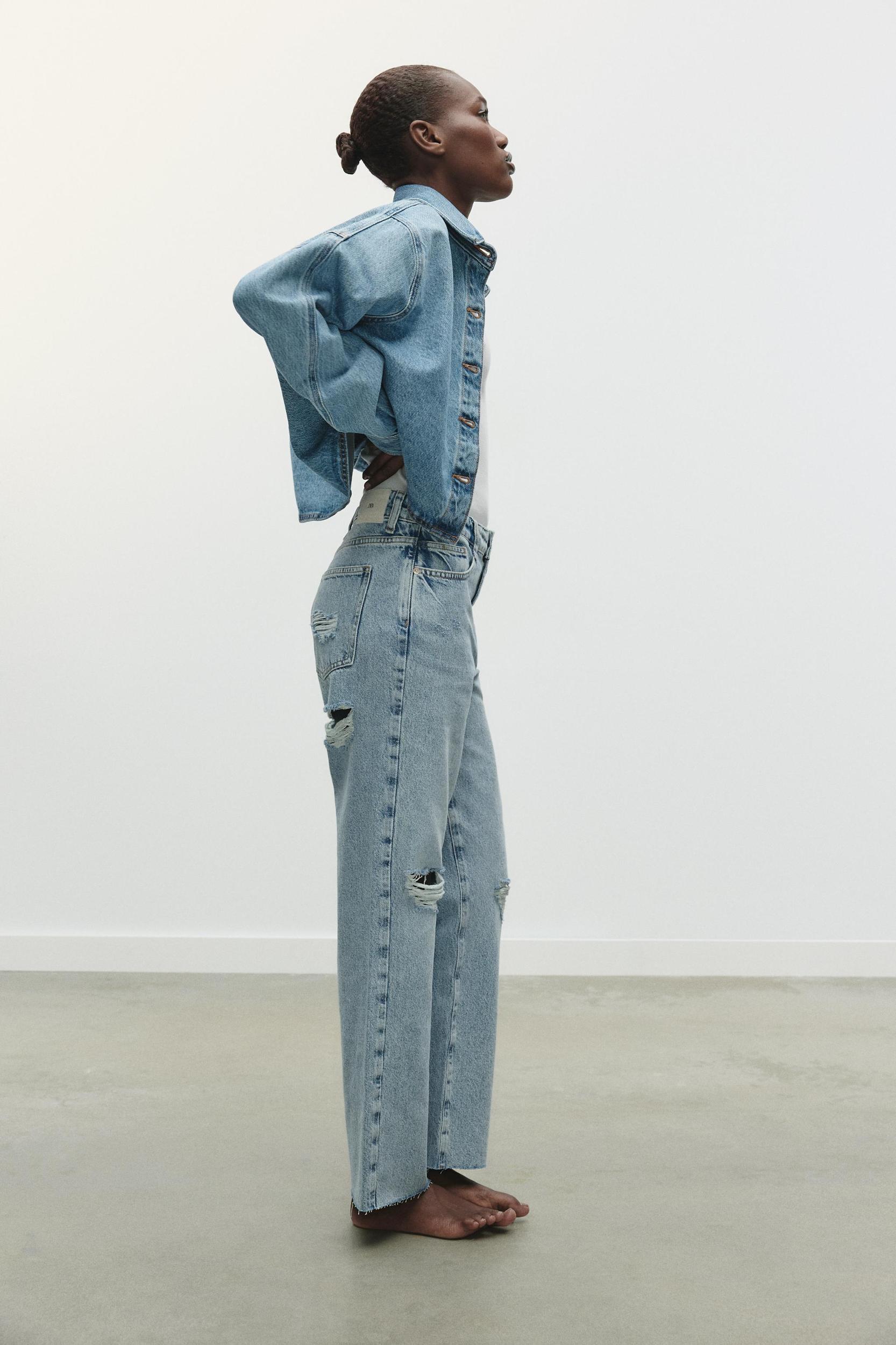Z1975 HIGH WAIST STRAIGHT LEG RIPPED JEANS Product Image