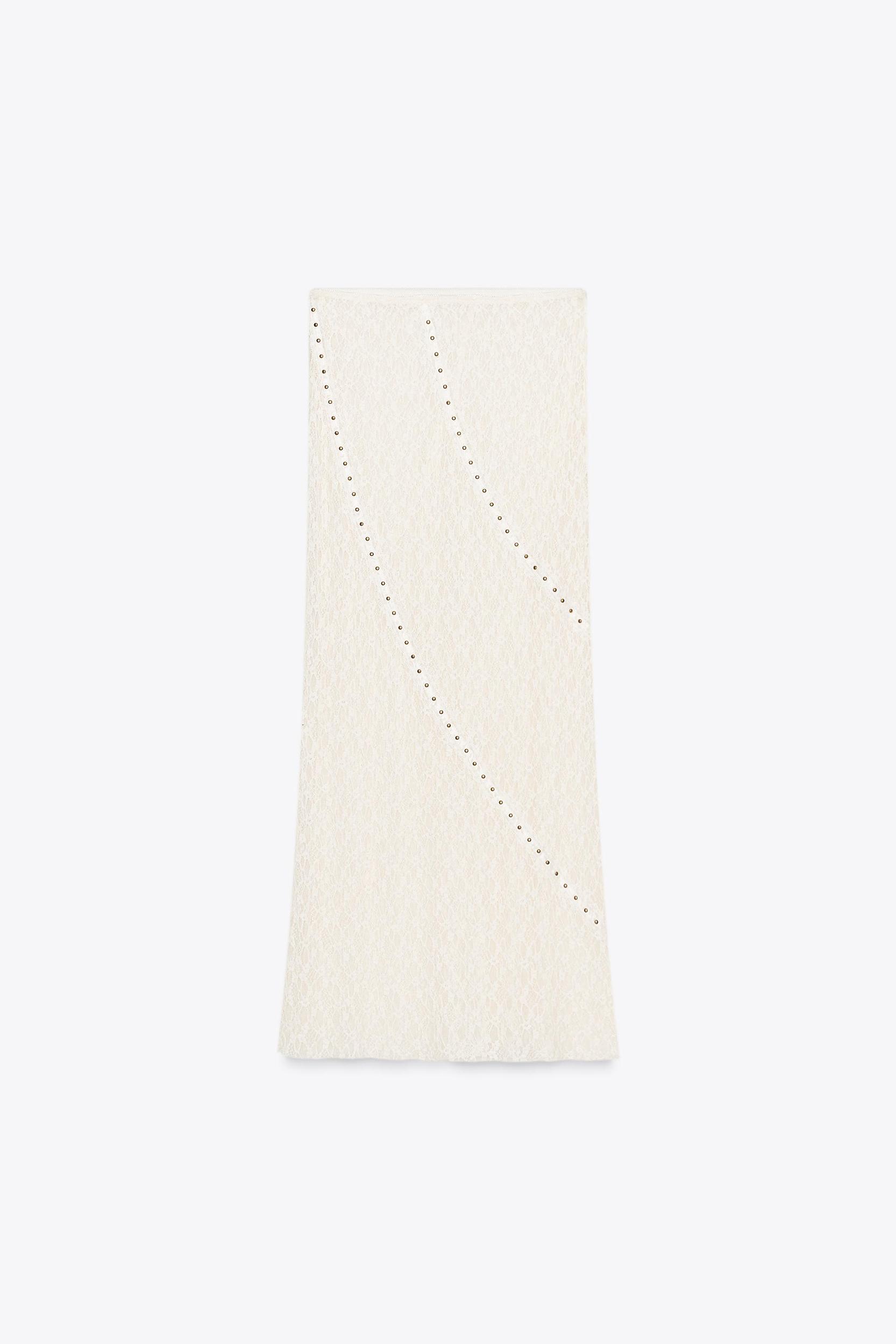 STUDDED LACE MIDI SKIRT Product Image
