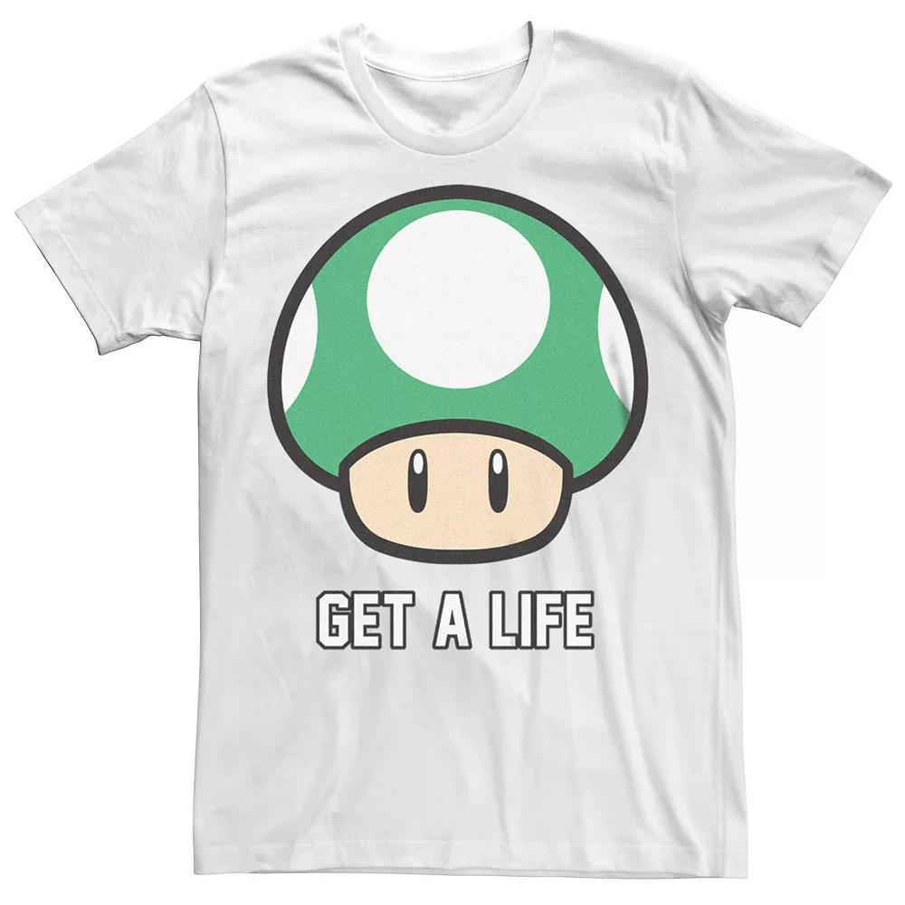 Men's Super Mario Bros 1-UP Mushroom Get a Life Graphic Tee, Size: XXL, White Product Image