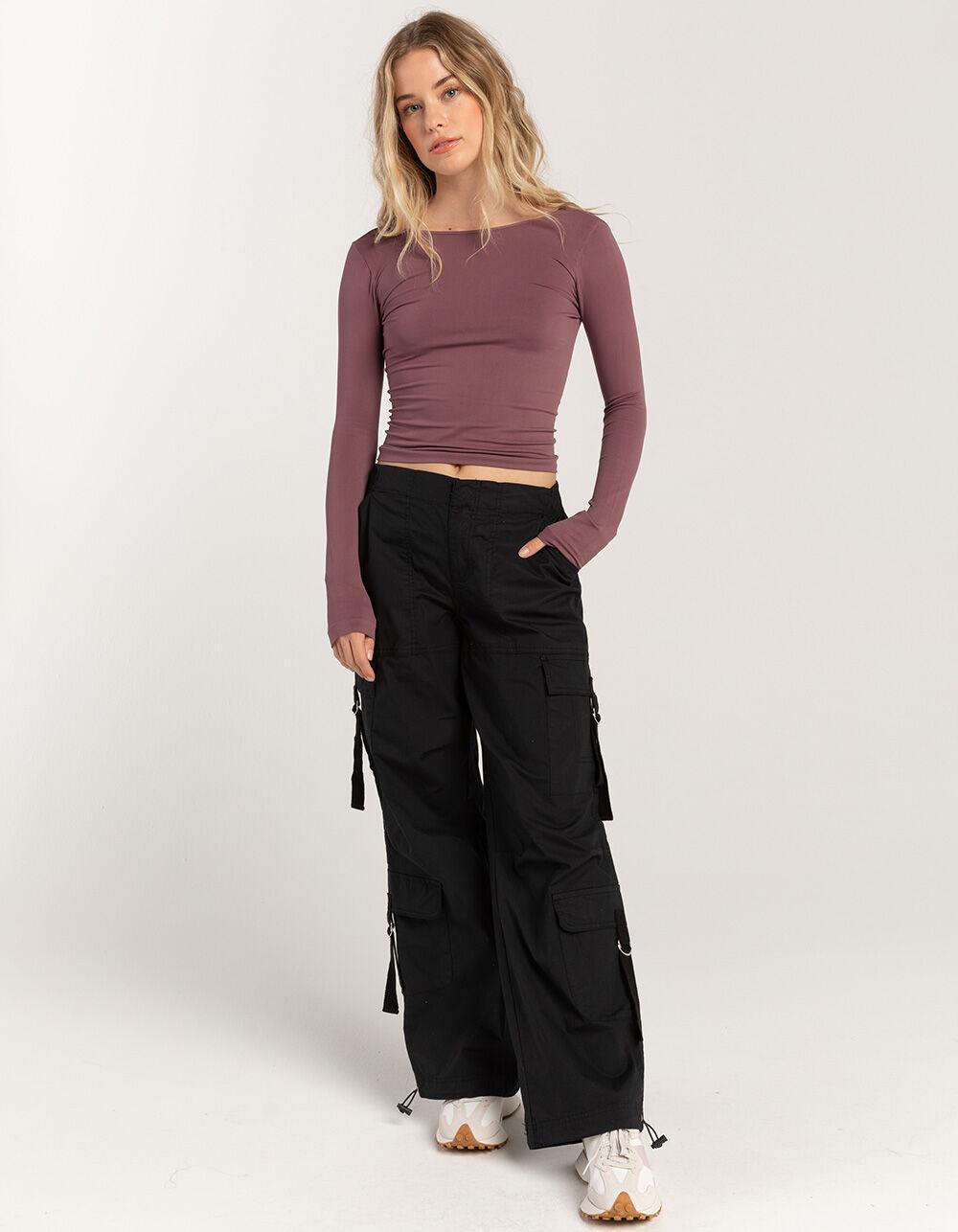 RSQ Womens Seamless Open Back Long Sleeve Tee - PLUM Product Image