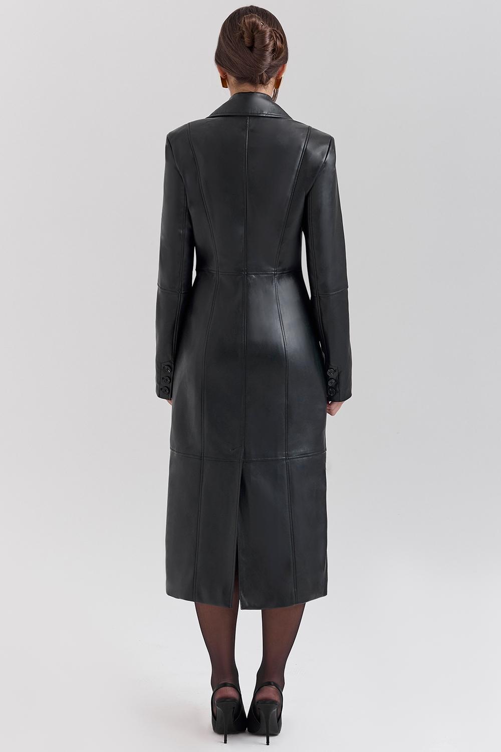 Marcel Black Faux Fur Trimmed Vegan Leather Coat Product Image