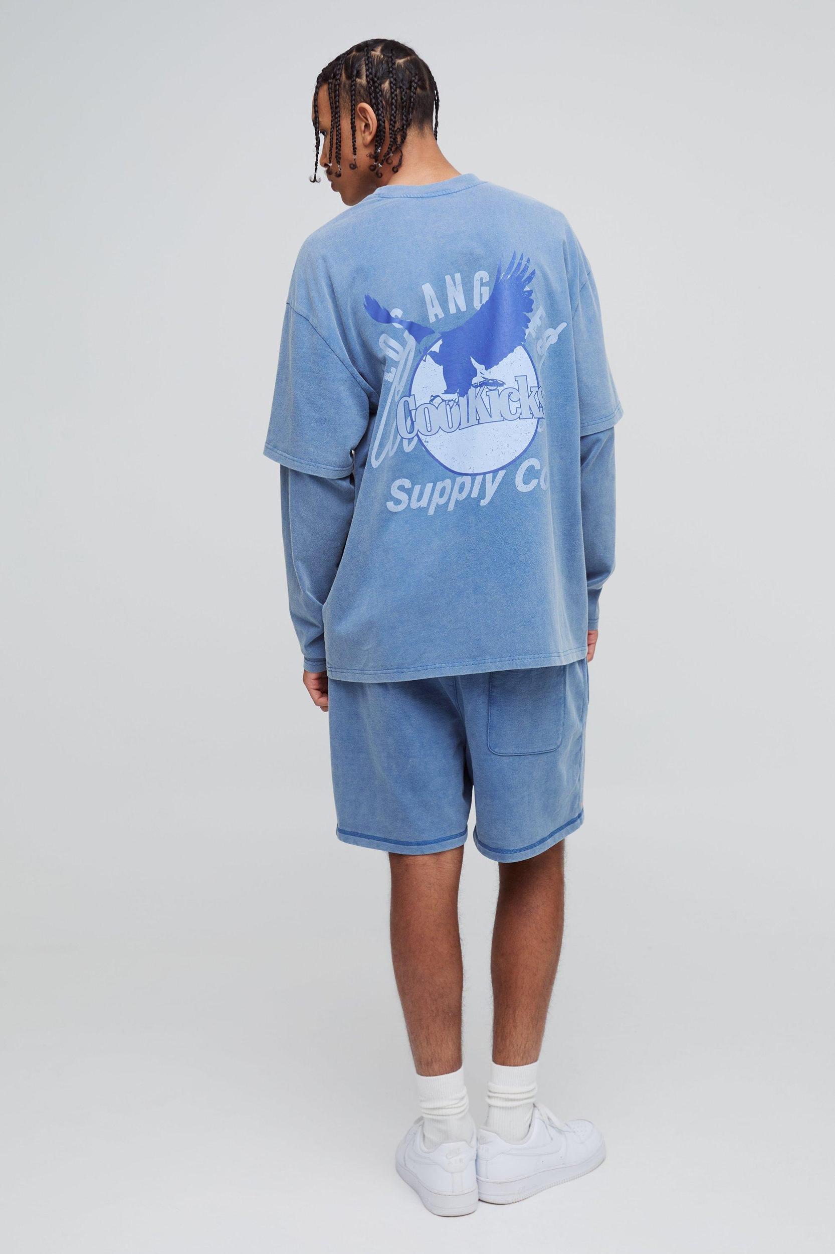 Oversized Faux Layer Washed Coolkicks T-Shirt | boohooMAN USA Product Image