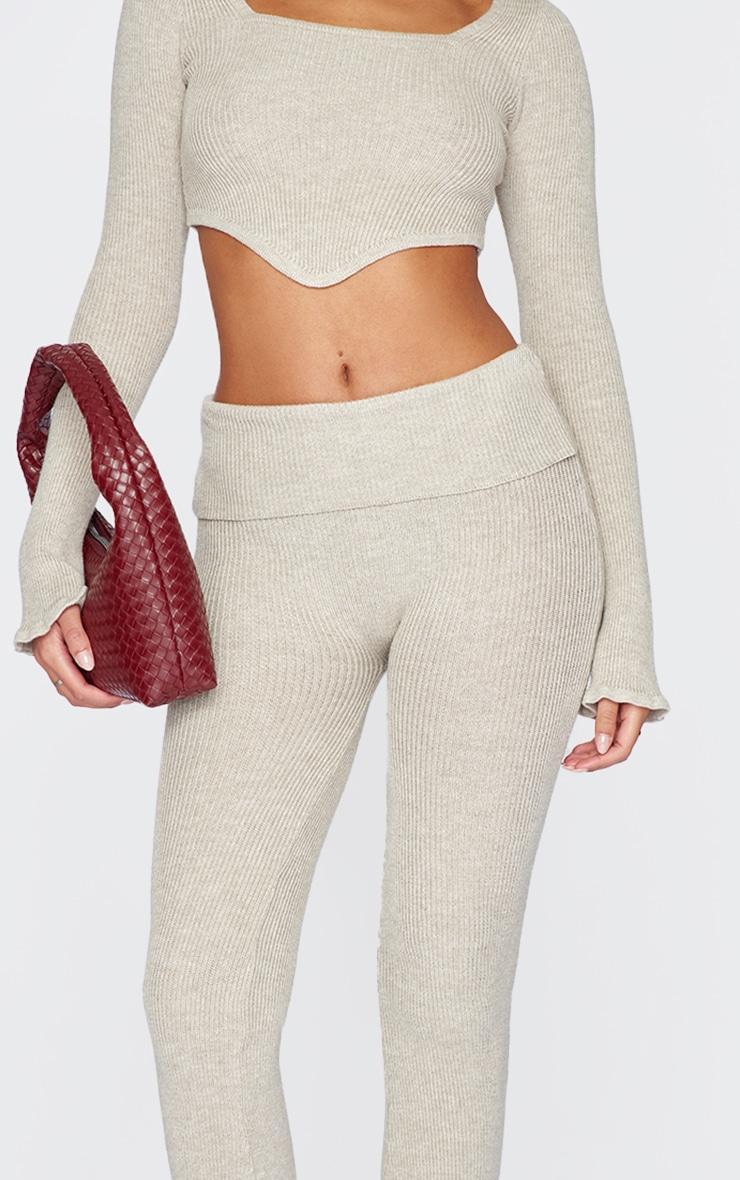 Tall Stone Knitted Foldover Waist Flared Pants Product Image