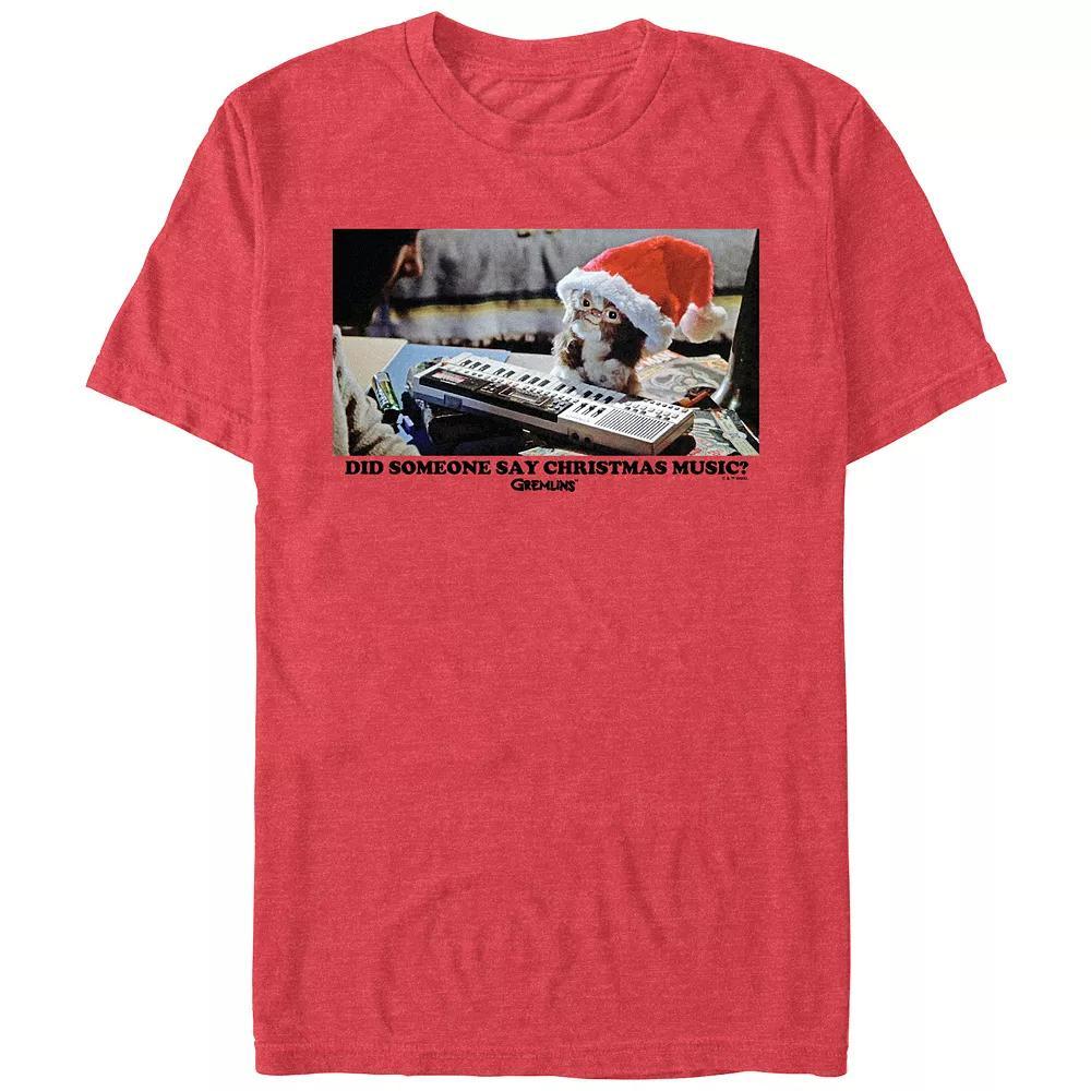 Men's Gremlins Gizmo Christmas Music Graphic Tee, Size: Small, Red Grey Product Image