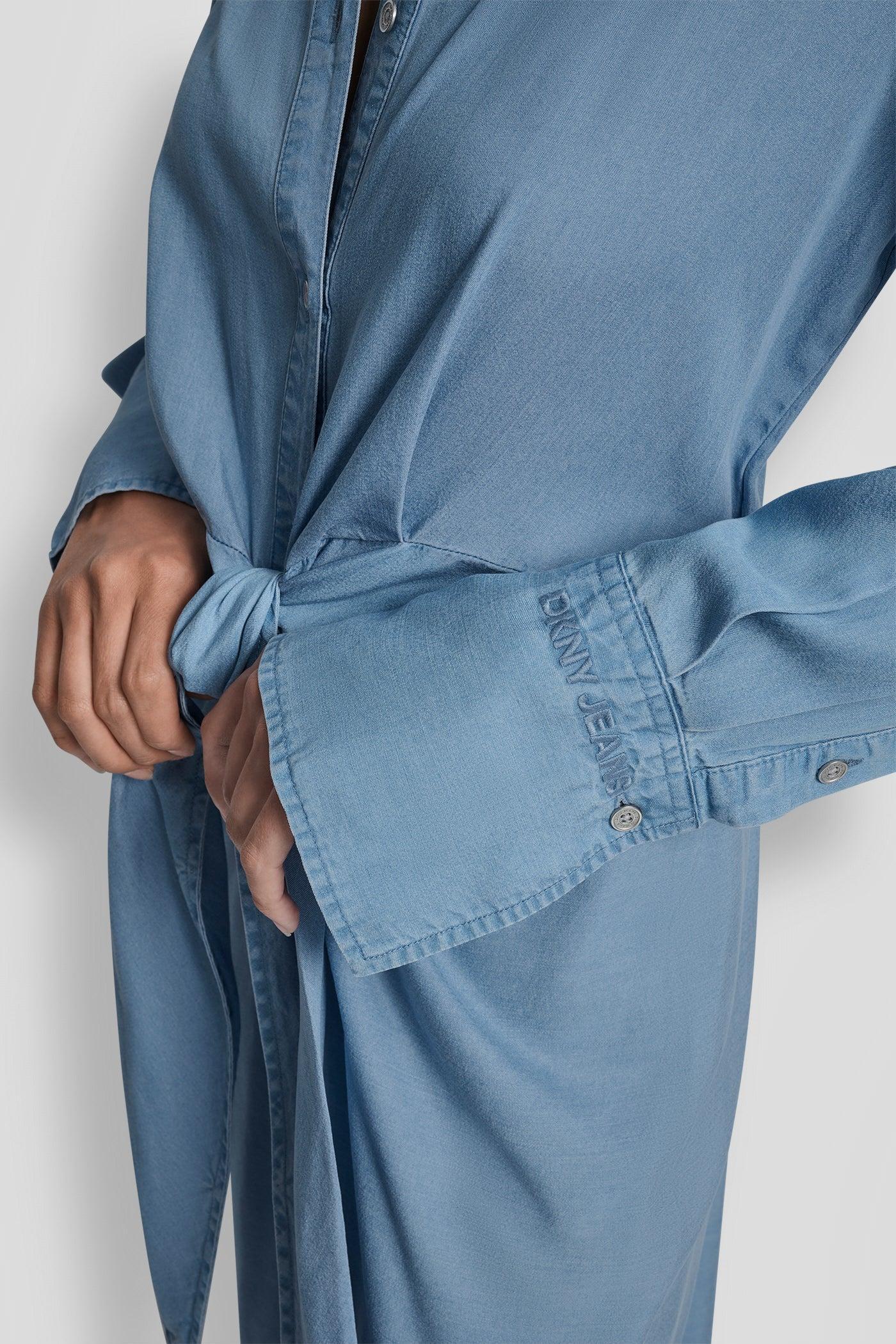 GARMENT DYE LONG SLEEVE BUTTON FRONT SHIRTDRESS Product Image