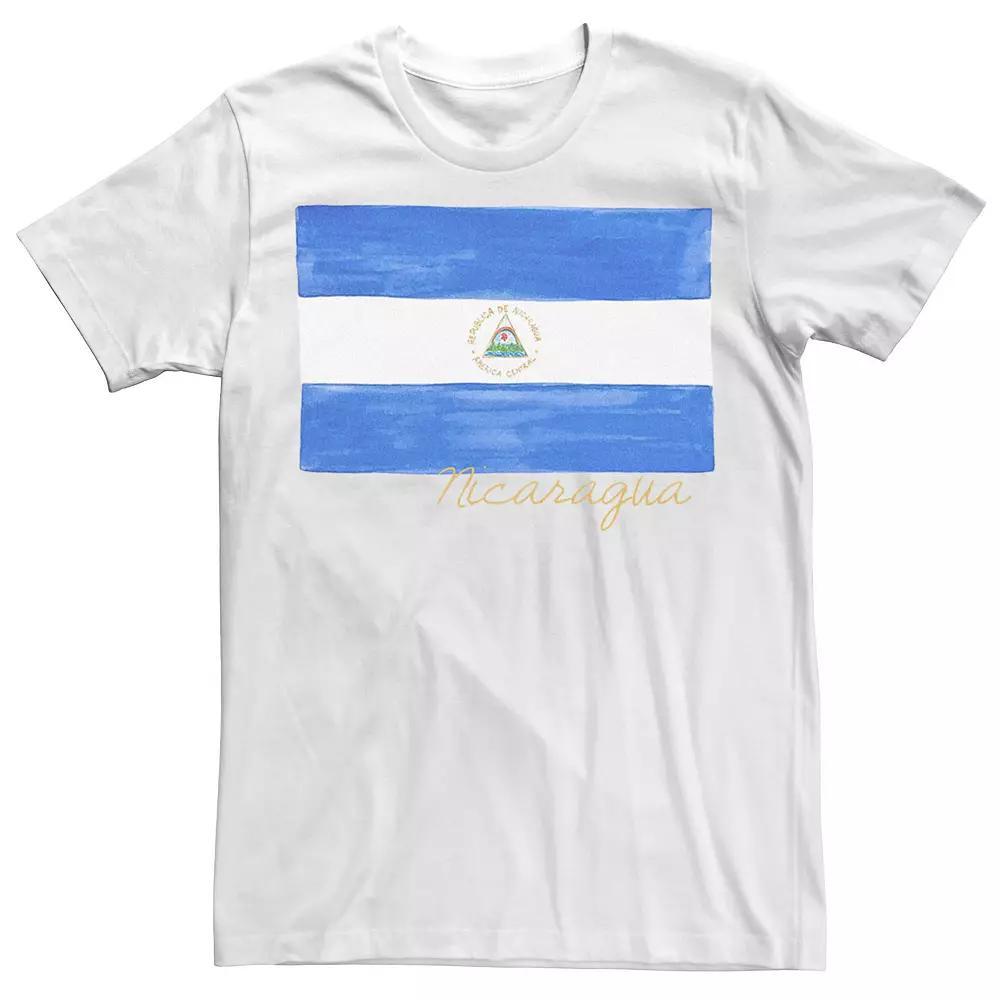 Men's HHM Nicaragua Flag Watercolor Tee, Size: Medium, White Product Image