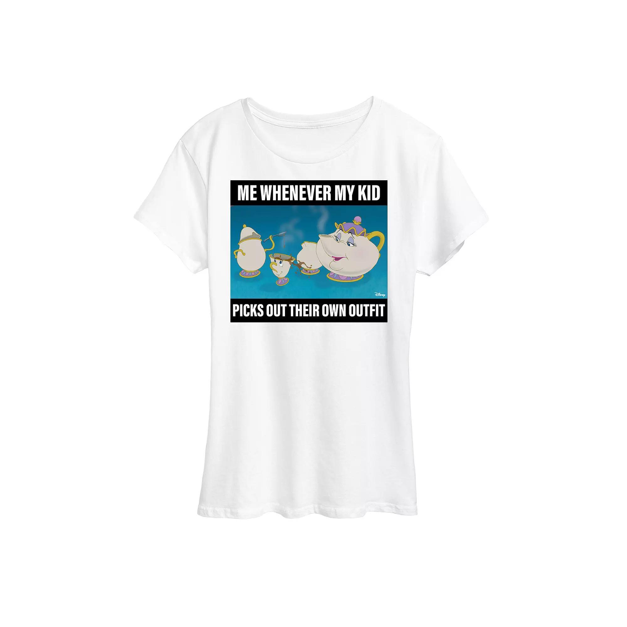 Disneys Beauty and the Beast Womens Me When Kid Picks Outfit Meme Graphic Tee Product Image