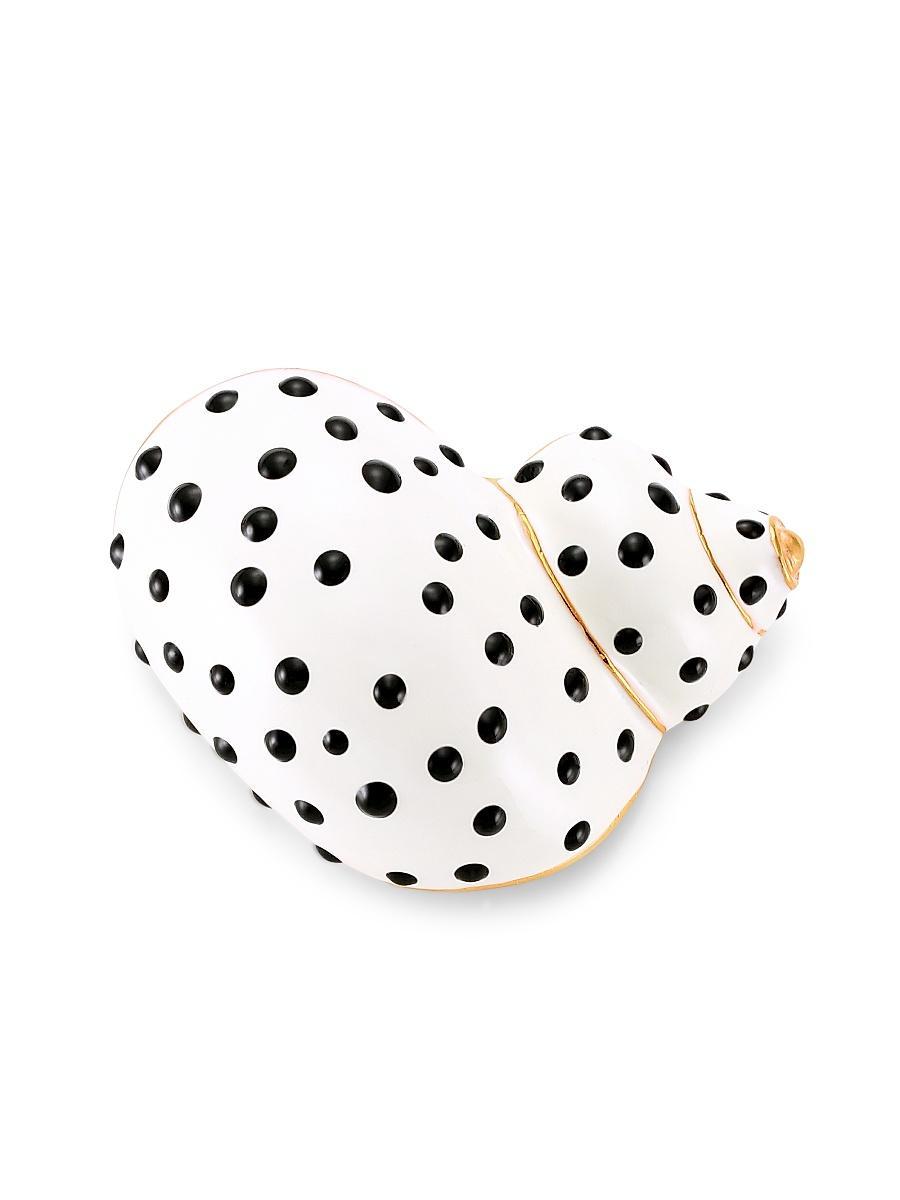 Womens Black Dotted White Enamel Snail Shell Pin Product Image