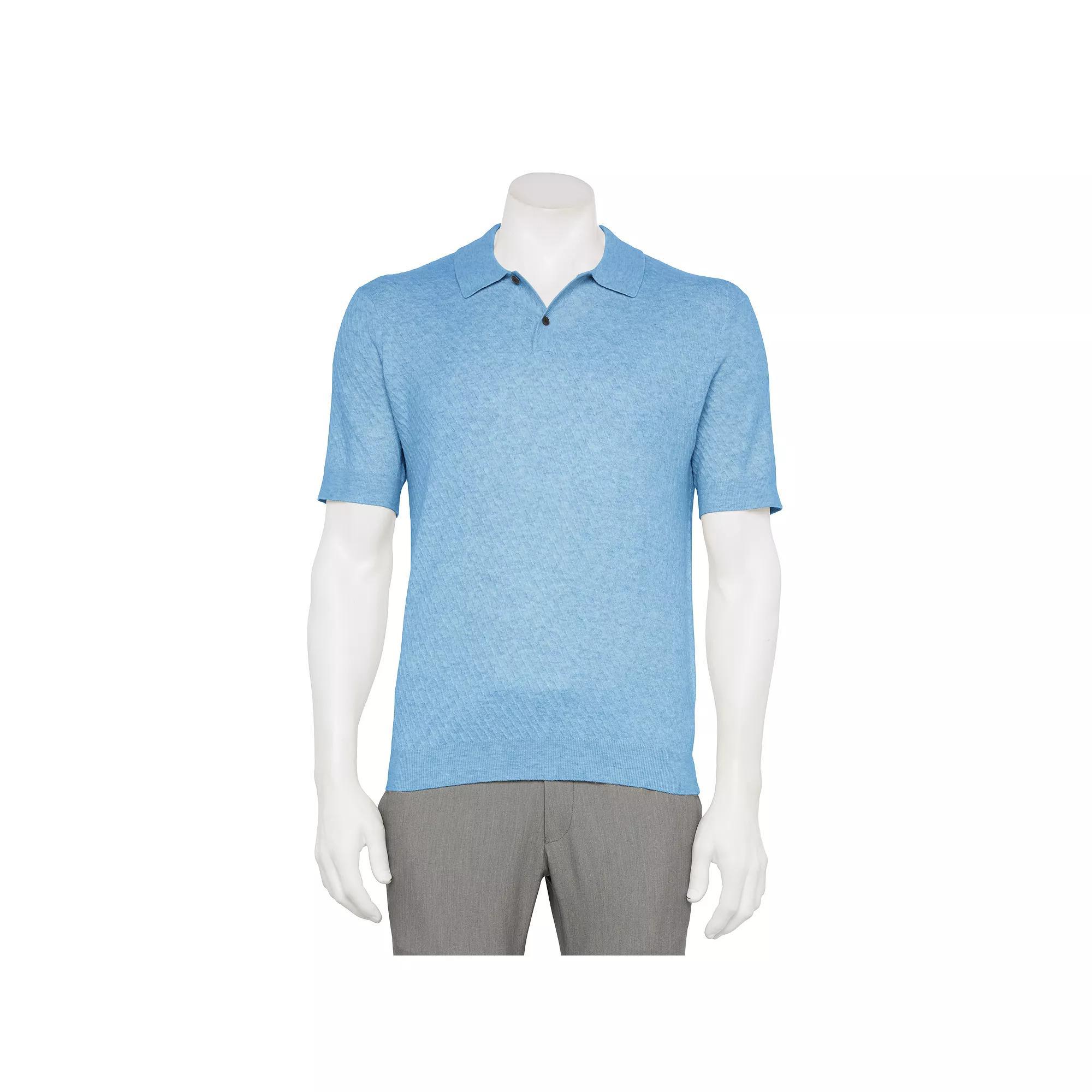 Men's For The Republic Short Sleeve Textured Polo, Size: Small, Grey Product Image