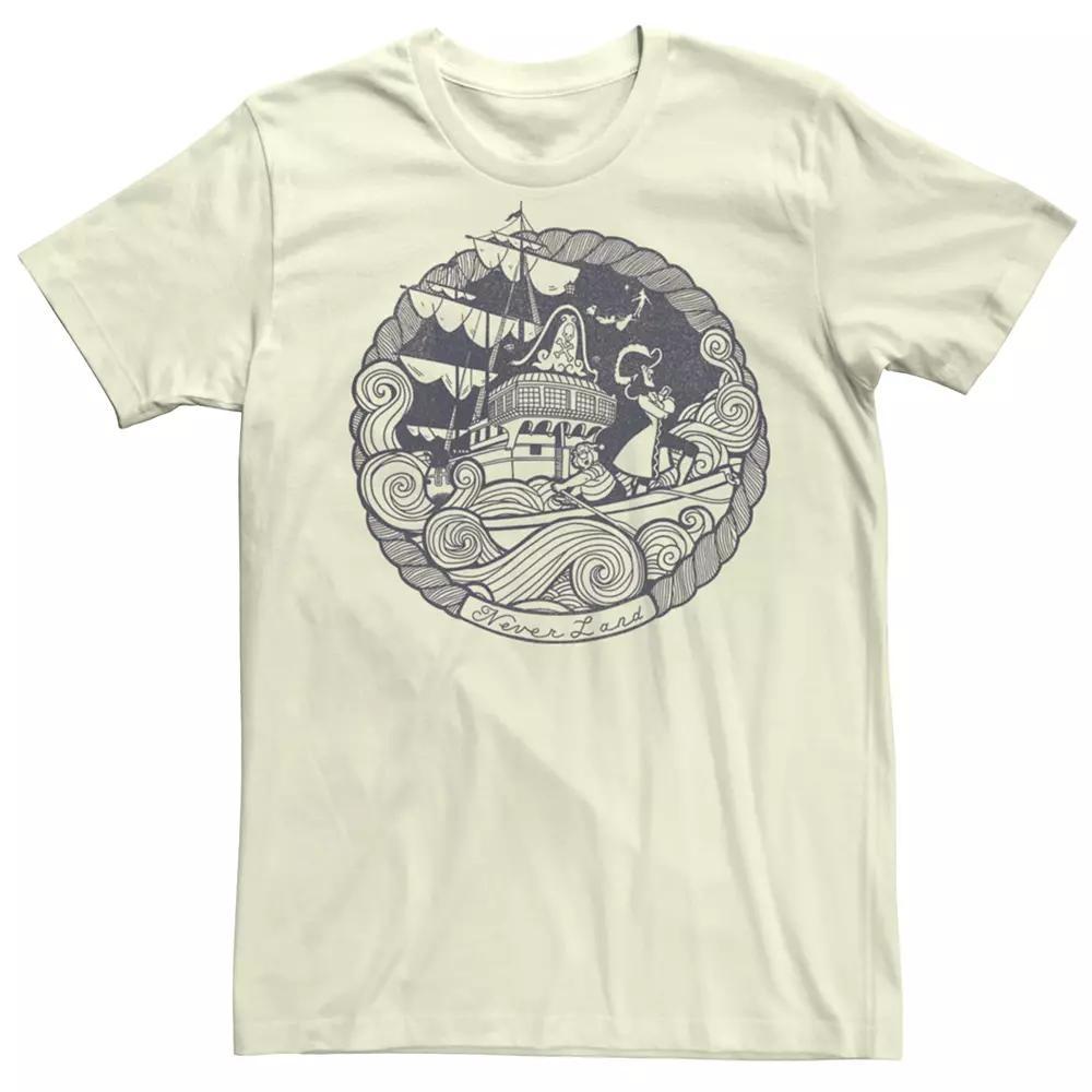 Disney's Peter Pan Men's Never Land Circle Vintage Logo Tee, Size: Medium, Natural Product Image