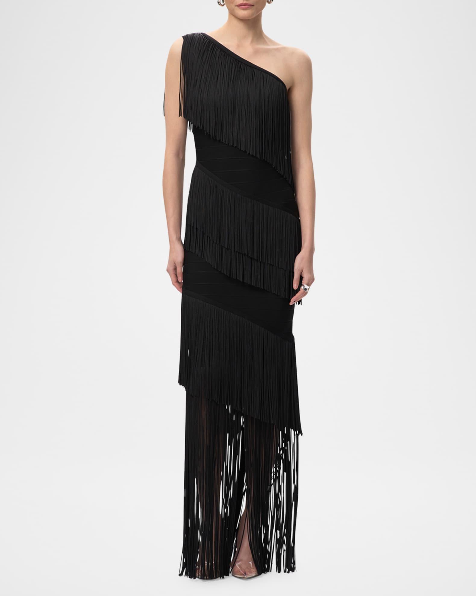 The Eleanor One-Shoulder Fringe Gown Product Image