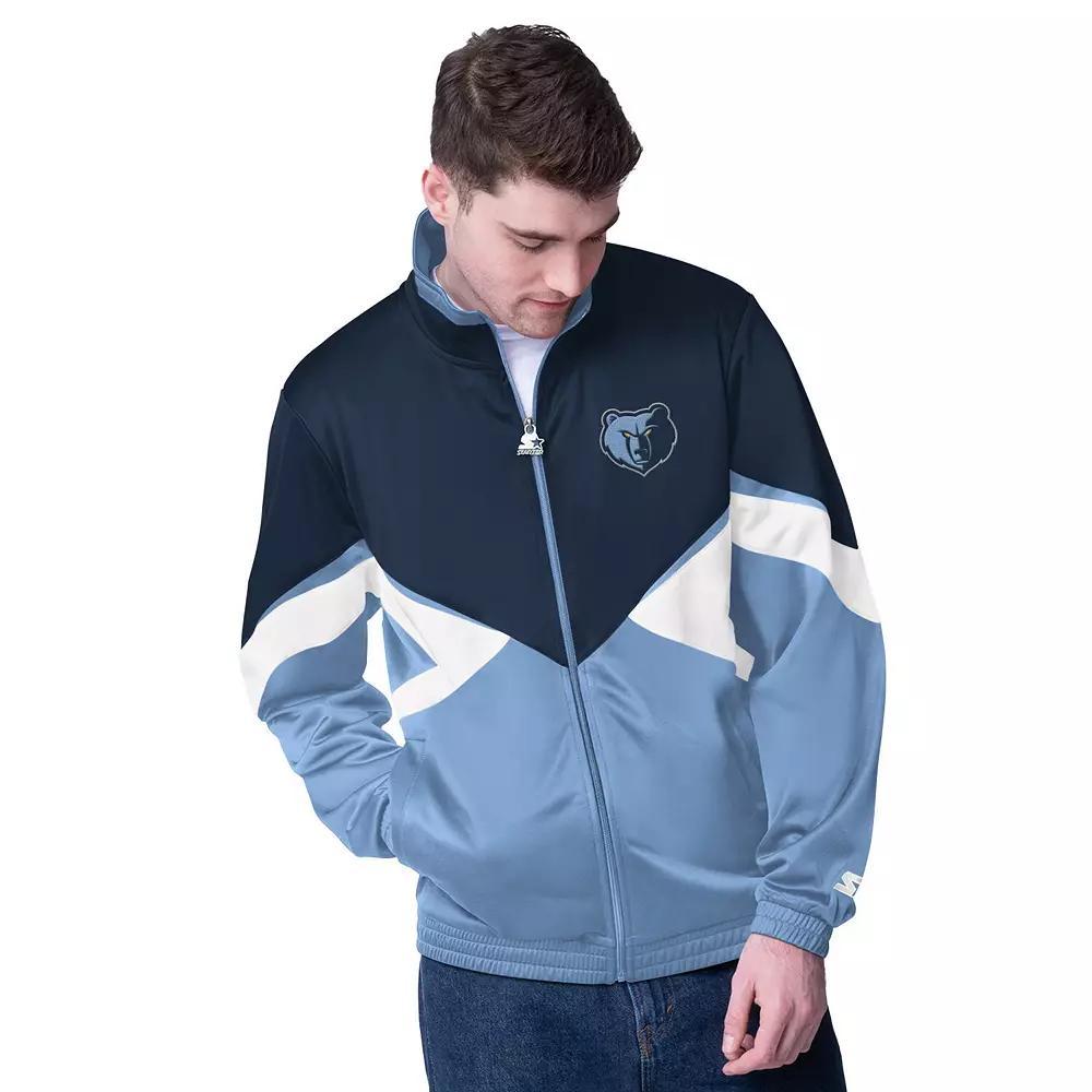 Mens Starter Navy/Light Blue Memphis Grizzlies Rush Applique Full-Zip Track Jacket Grz Blue Product Image