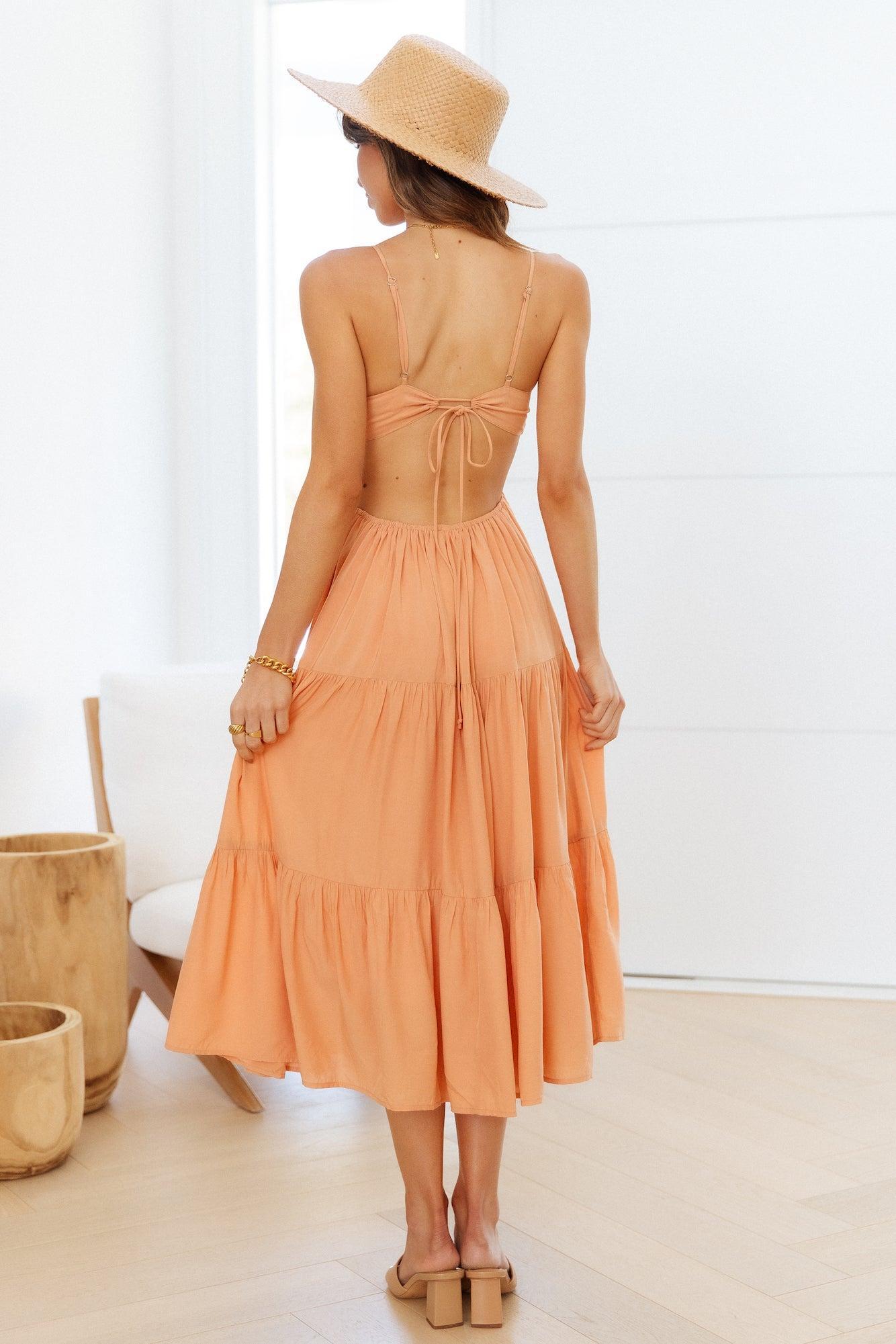 Boho Vibes Midi Dress Orange Product Image