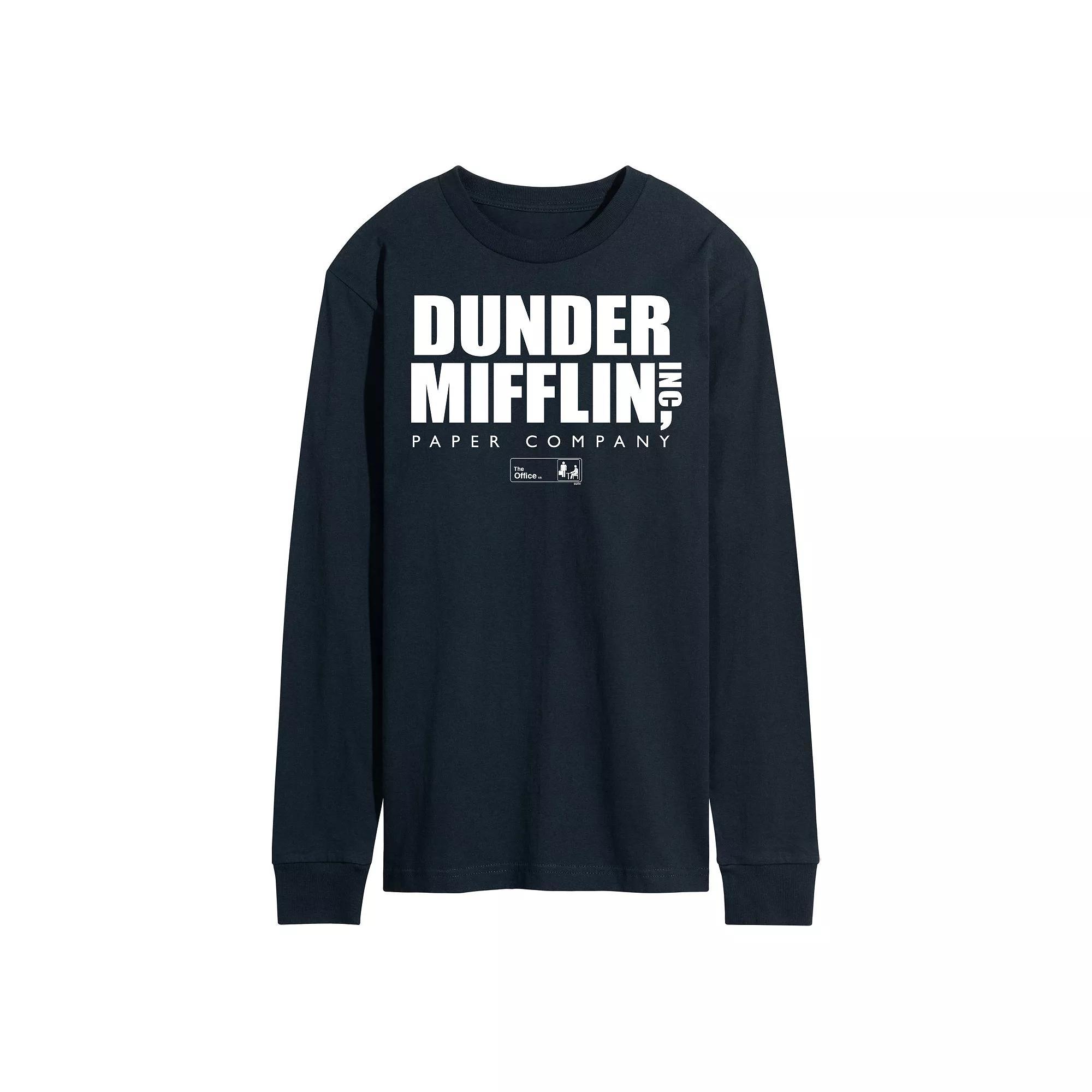 Mens The Office Dunder Mifflin Logo Long Sleeve Tee Blue Product Image