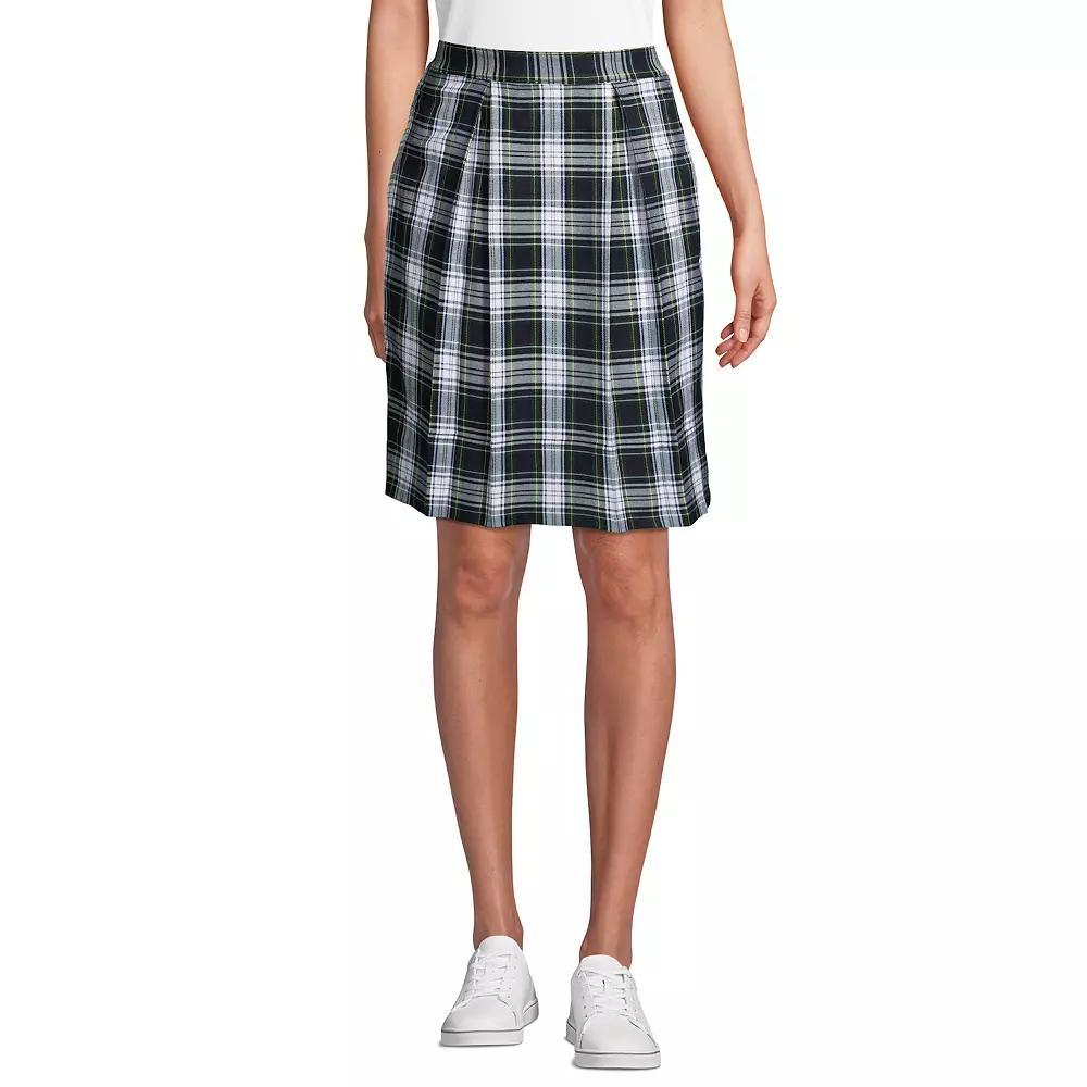 Womens Lands End Plaid Top of Knee Length Pleated Skort Classic Blue Plaid Product Image