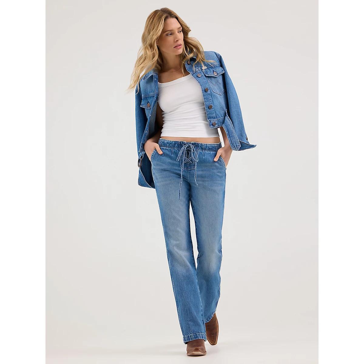 Women's Denim Moto Jacket in Blossoming Product Image