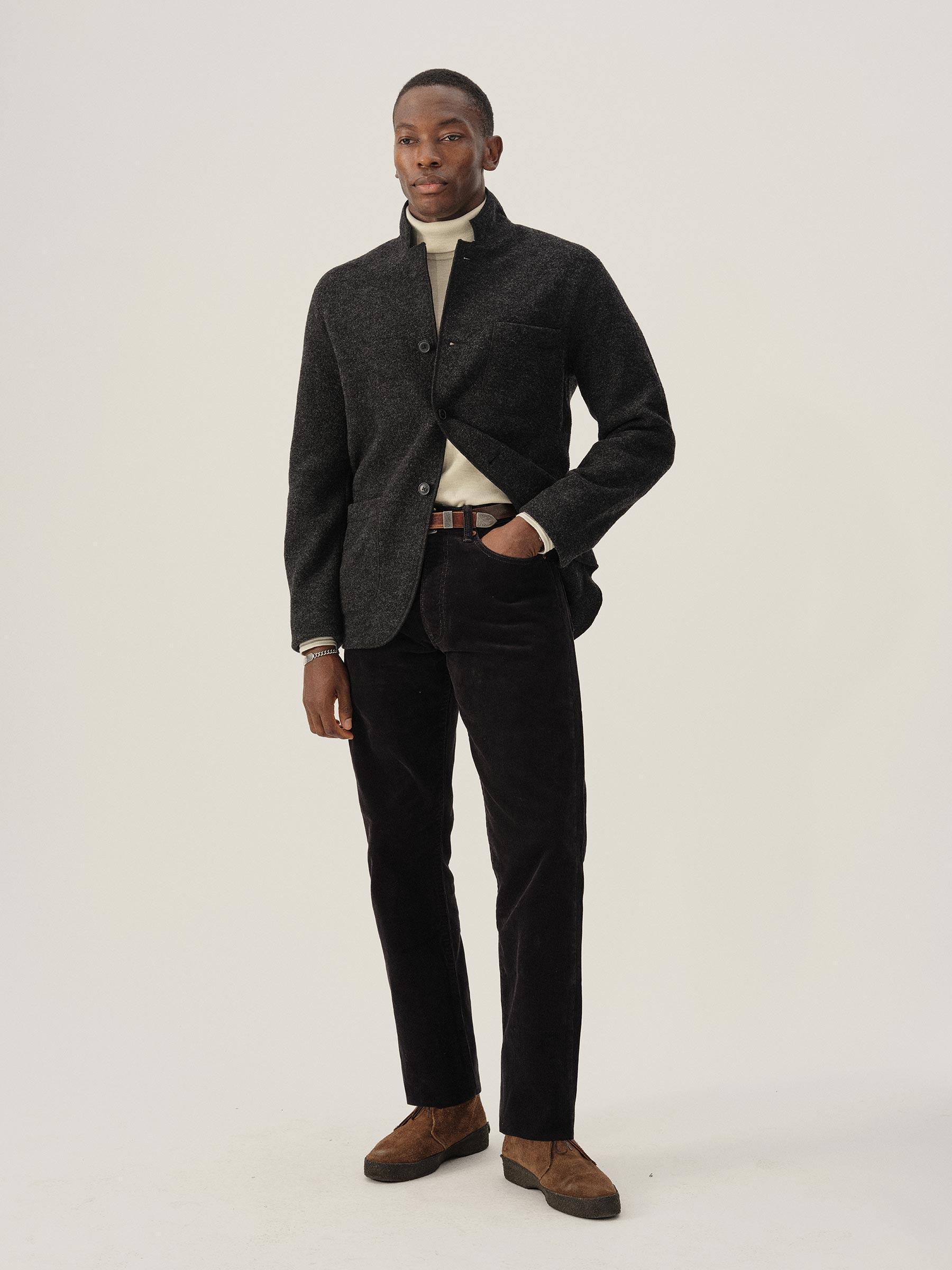Marled Deep Charcoal Felted Wool Chore Coat Product Image