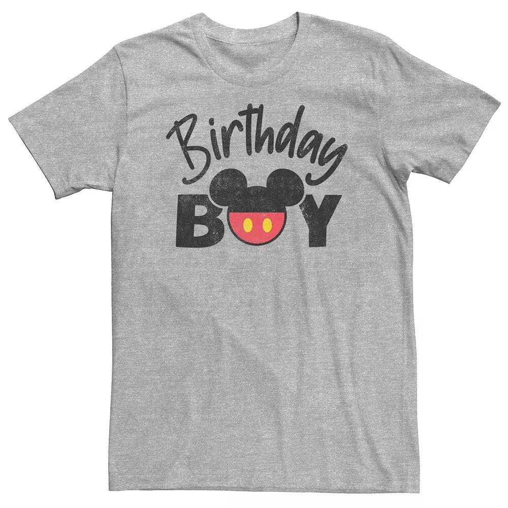 Big & Tall Disney Mickey & Friends Birthday Boy Mickey Logo Tee, Men's, Size: 4XL Tall, Athletic Grey Product Image
