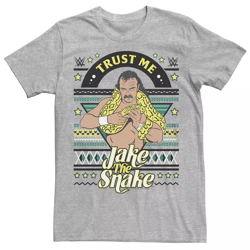 Men's WWE Jake The Snake Christmas Sweater Graphic Tee, Size: XL, Athletic Grey Product Image