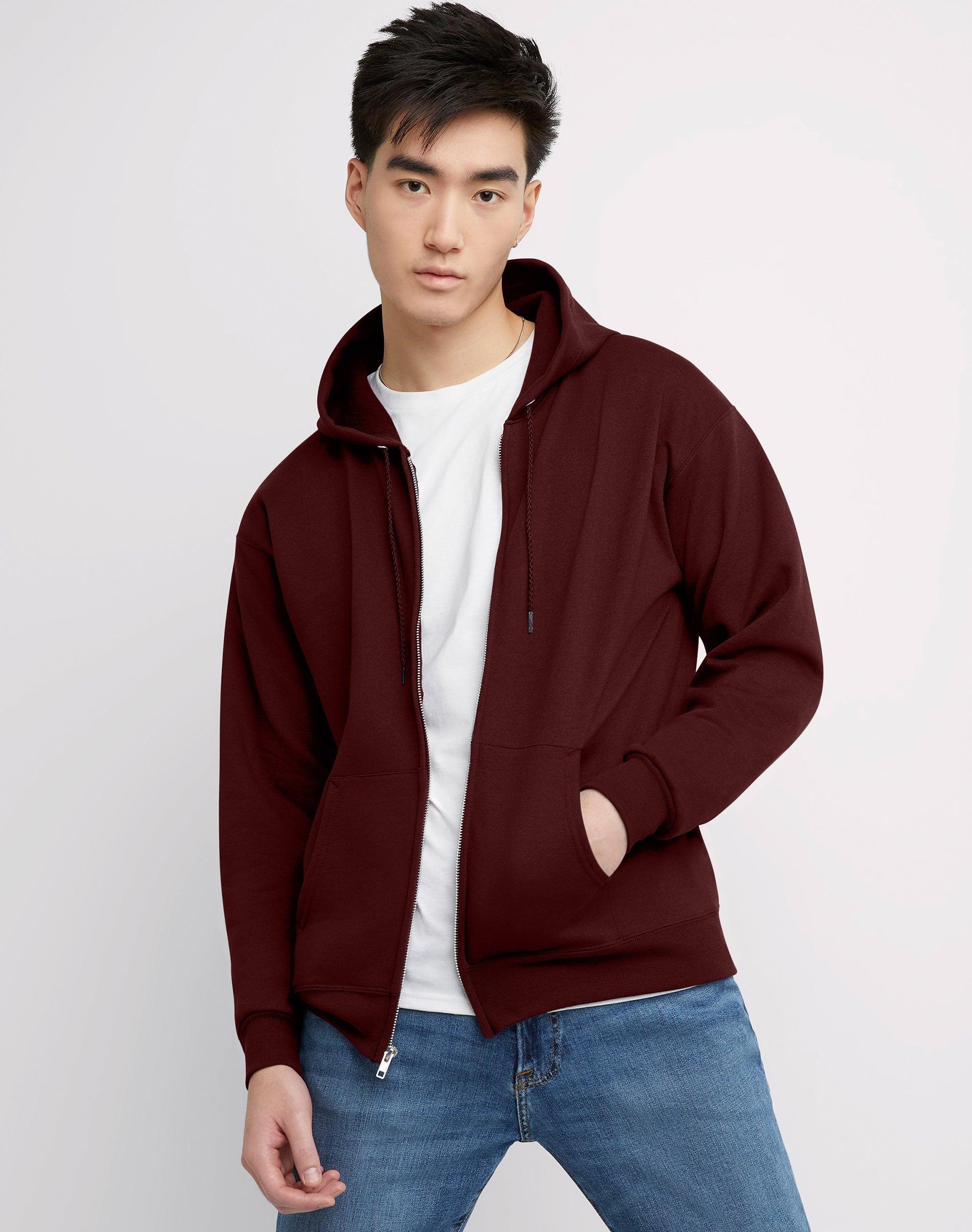 Men's Hanes® EcoSmart Fleece Full-Zip Hooded Jacket, Size: Large, Deep Royal1 Product Image