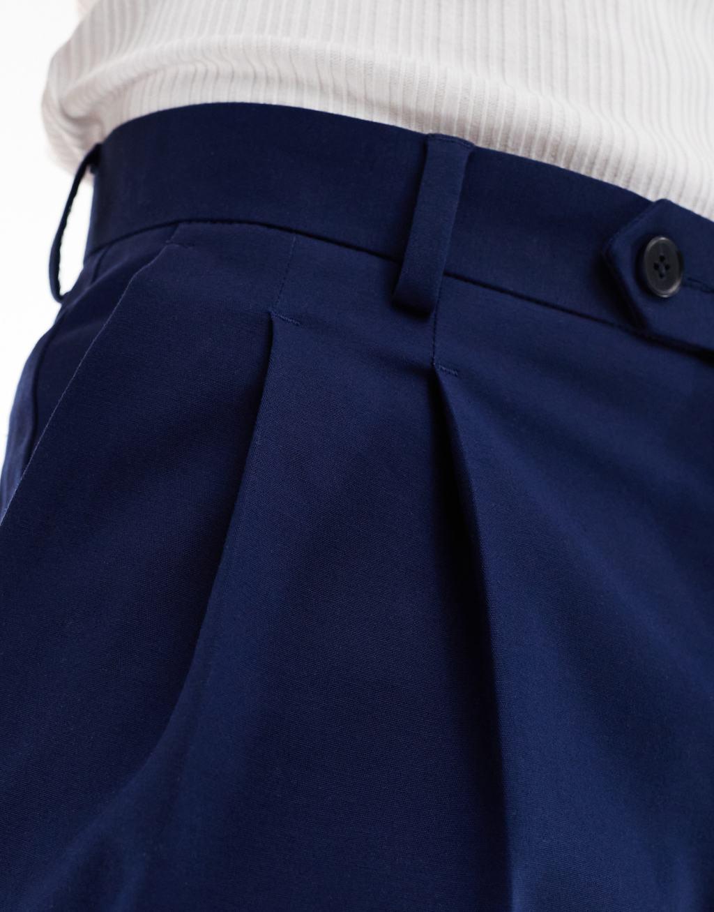 ASOS DESIGN smart premium cotton oversized tapered chino pants in navy Product Image